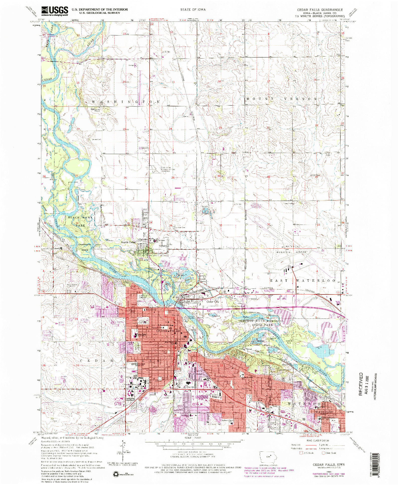 USGS 1:24000-SCALE QUADRANGLE FOR CEDAR FALLS, IA 1963