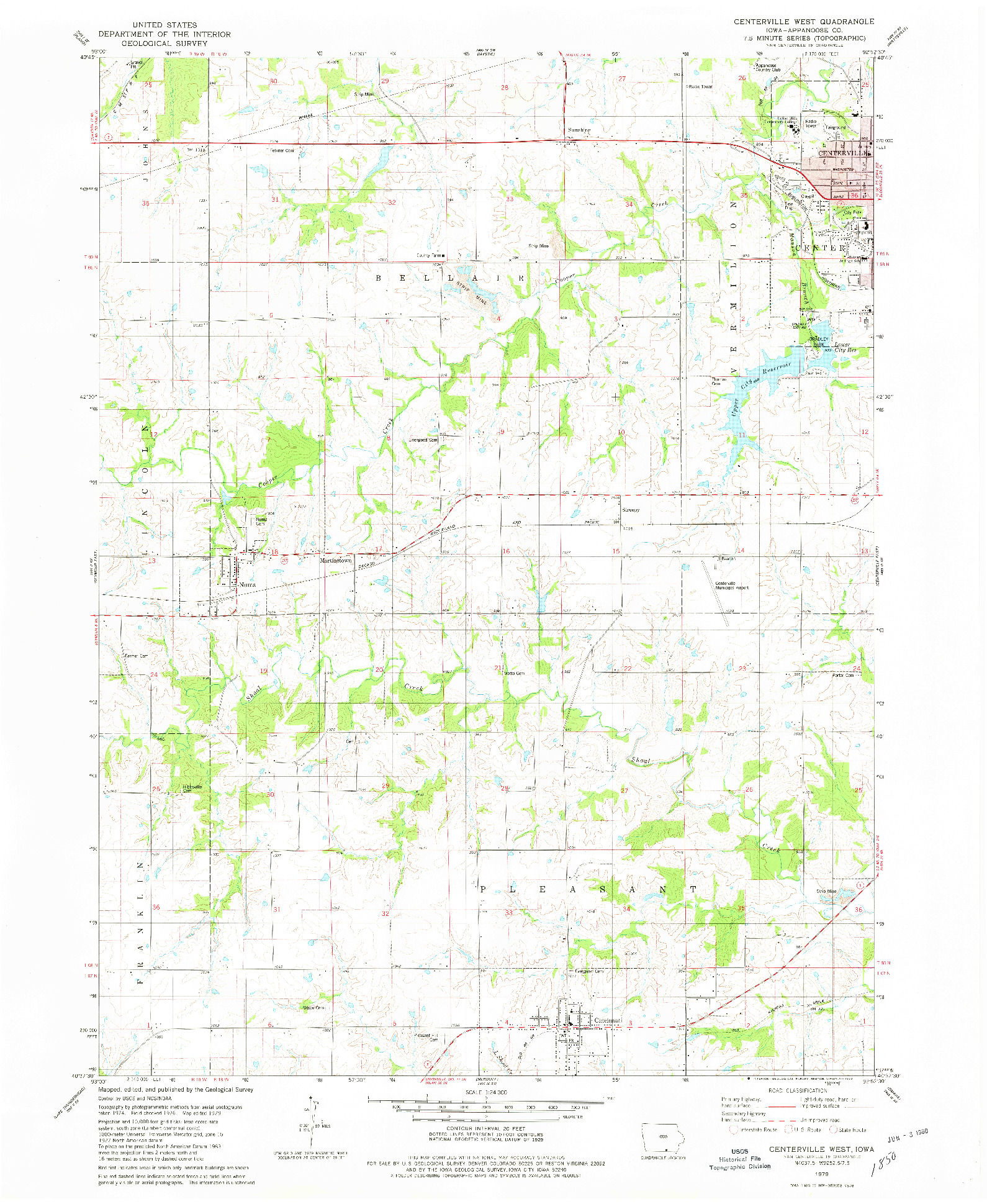 USGS 1:24000-SCALE QUADRANGLE FOR CENTERVILLE WEST, IA 1979