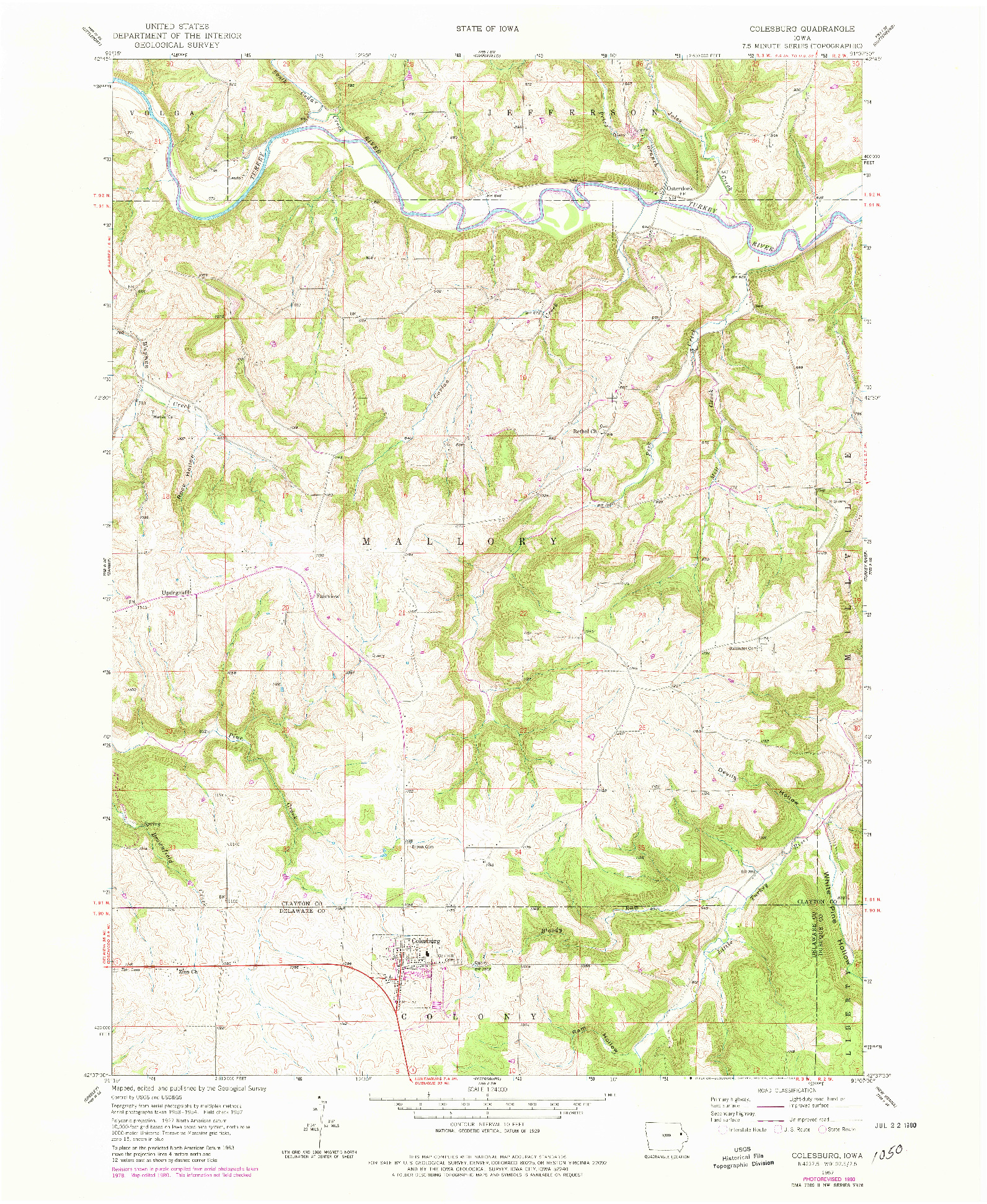 USGS 1:24000-SCALE QUADRANGLE FOR COLESBURG, IA 1957