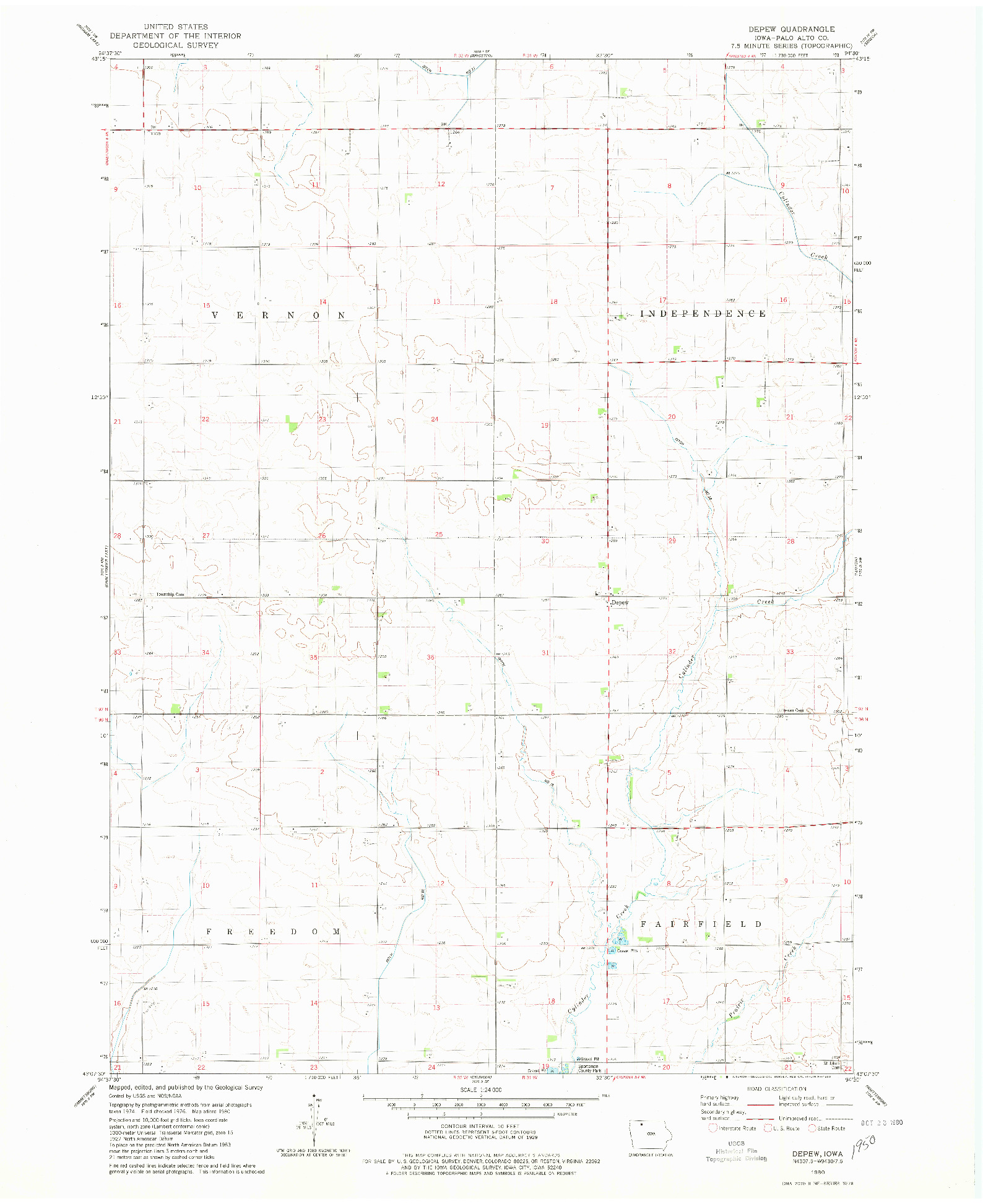 USGS 1:24000-SCALE QUADRANGLE FOR DEPEW, IA 1980