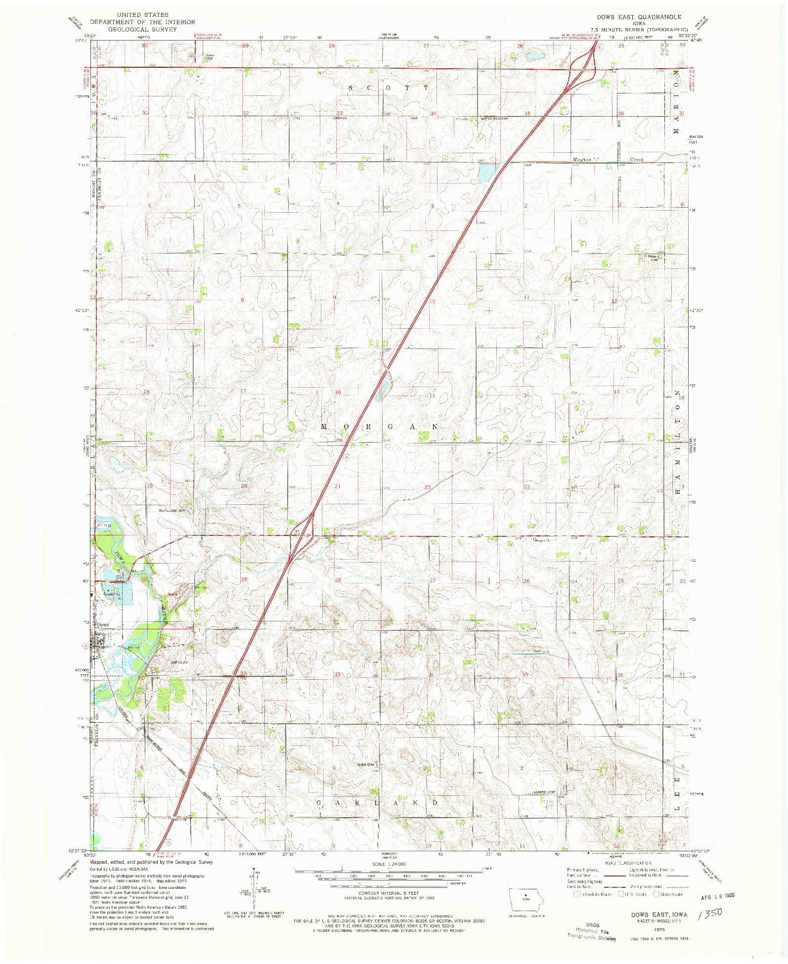 USGS 1:24000-SCALE QUADRANGLE FOR DOWS EAST, IA 1979