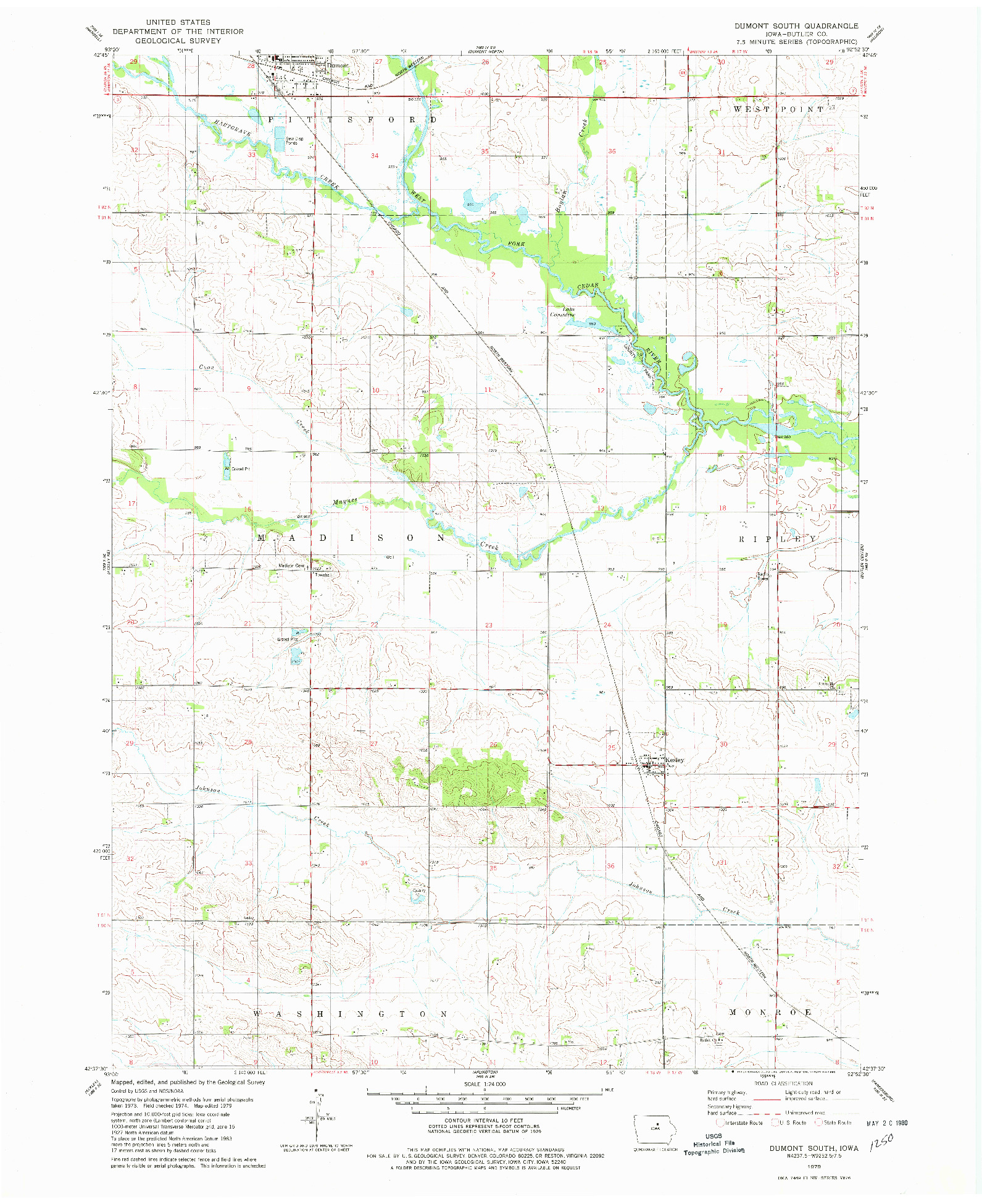 USGS 1:24000-SCALE QUADRANGLE FOR DUMONT SOUTH, IA 1979