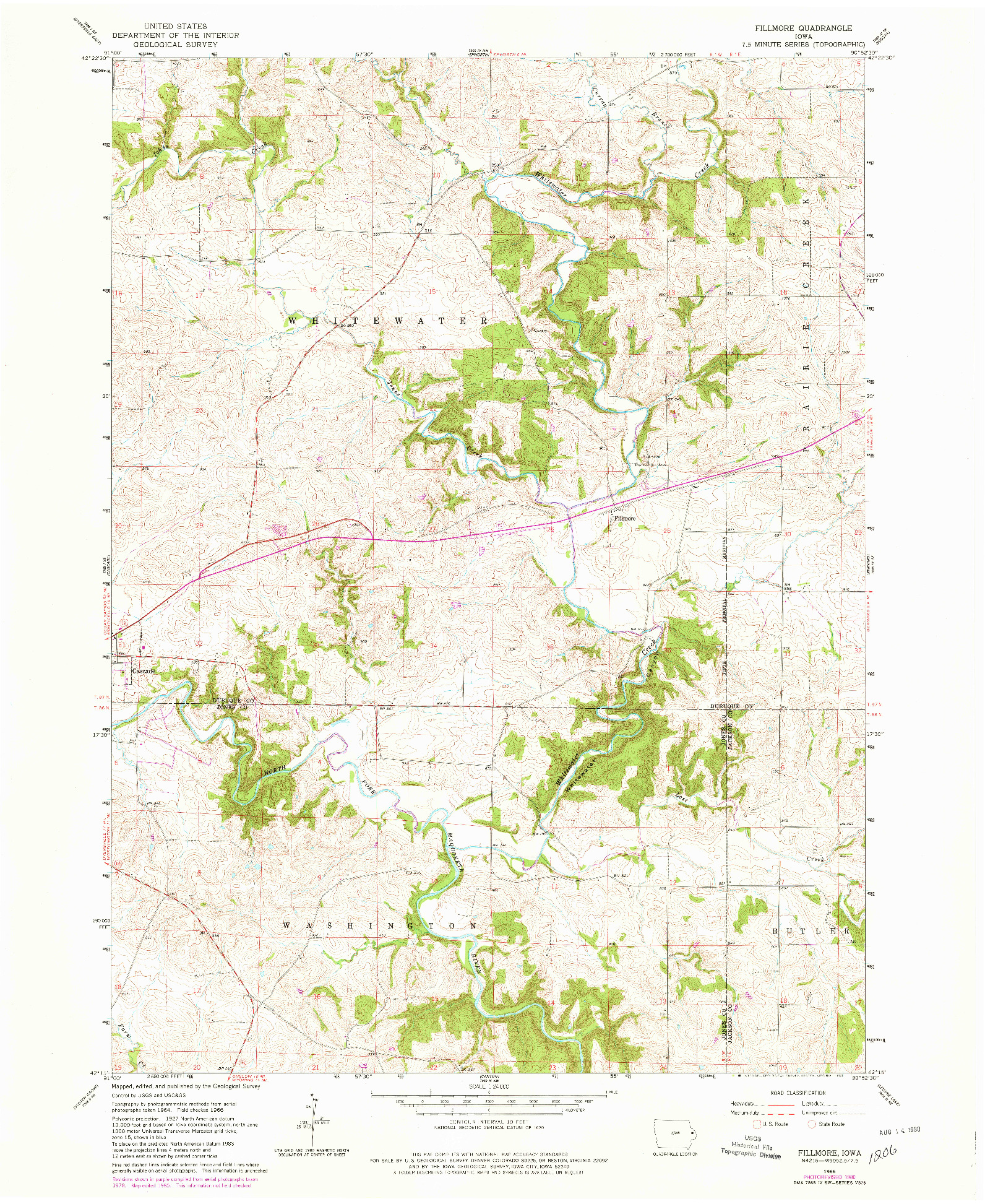 USGS 1:24000-SCALE QUADRANGLE FOR FILLMORE, IA 1966