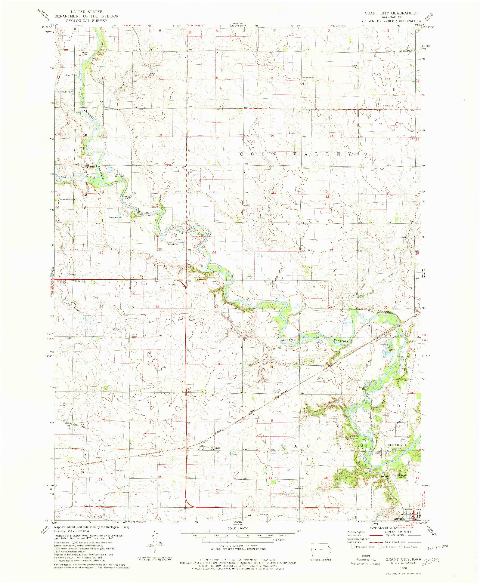 USGS 1:24000-SCALE QUADRANGLE FOR GRANT CITY, IA 1980