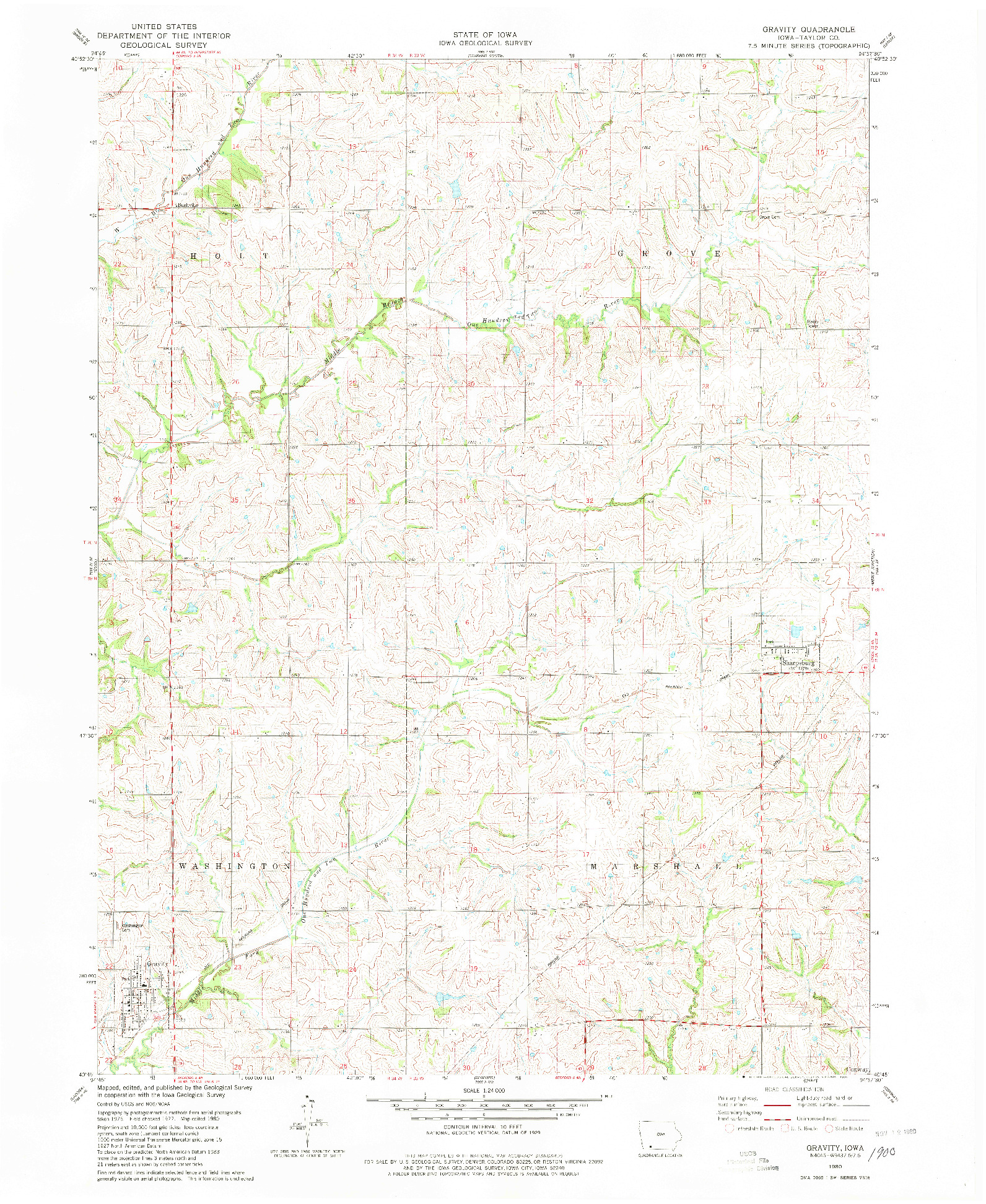 USGS 1:24000-SCALE QUADRANGLE FOR GRAVITY, IA 1980