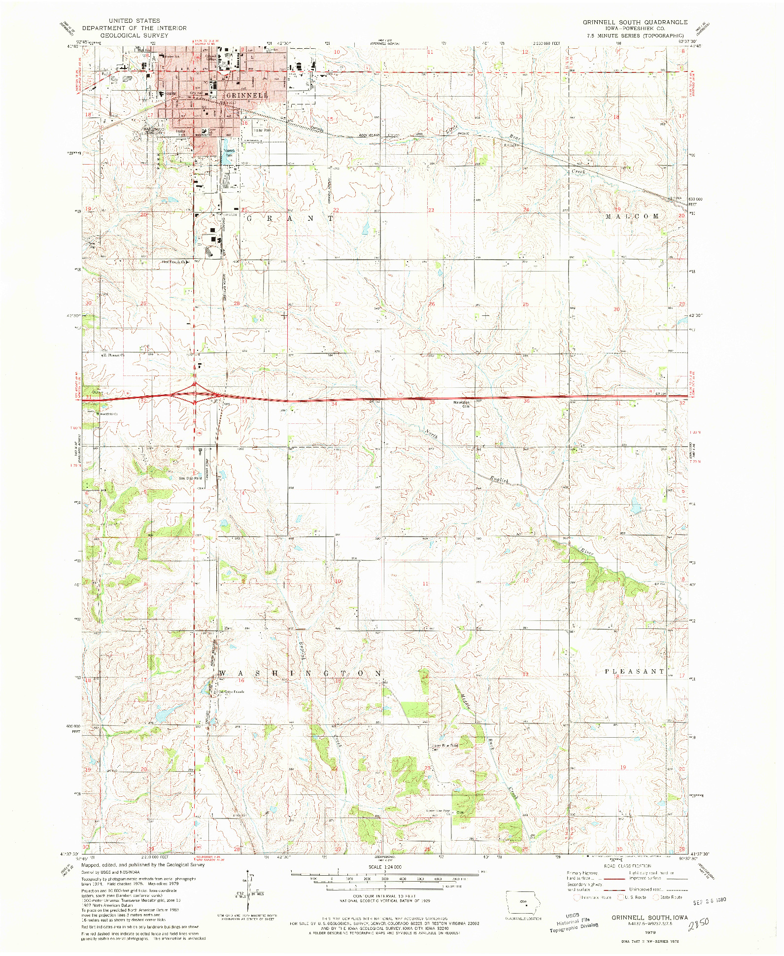 USGS 1:24000-SCALE QUADRANGLE FOR GRINNELL SOUTH, IA 1979