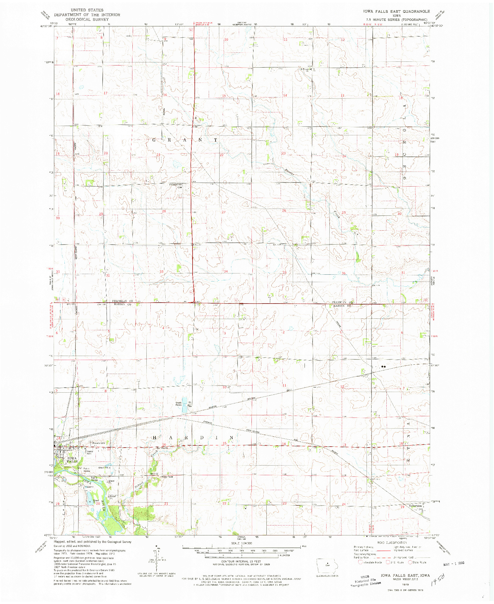 USGS 1:24000-SCALE QUADRANGLE FOR IOWA FALLS EAST, IA 1979