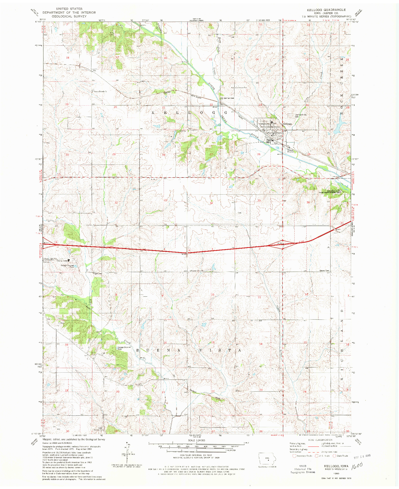 USGS 1:24000-SCALE QUADRANGLE FOR KELLOGG, IA 1980
