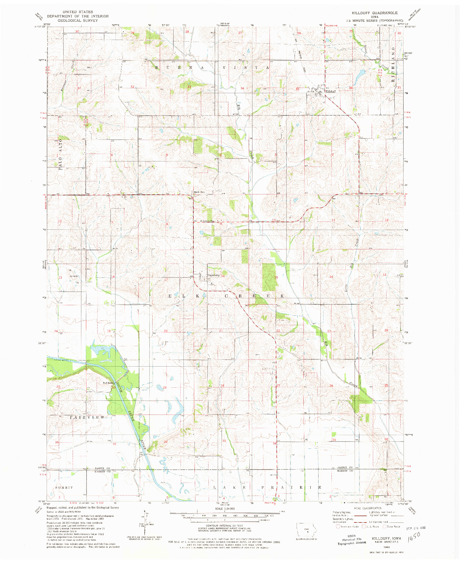 USGS 1:24000-SCALE QUADRANGLE FOR KILLDUFF, IA 1980