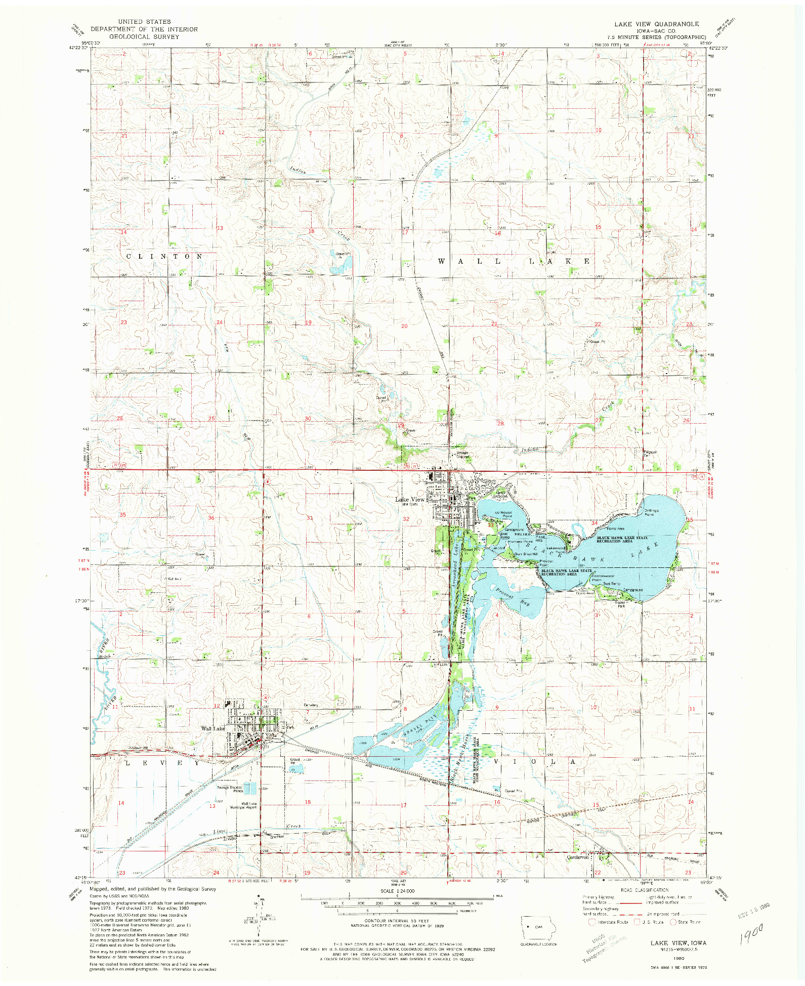 USGS 1:24000-SCALE QUADRANGLE FOR LAKE VIEW, IA 1980