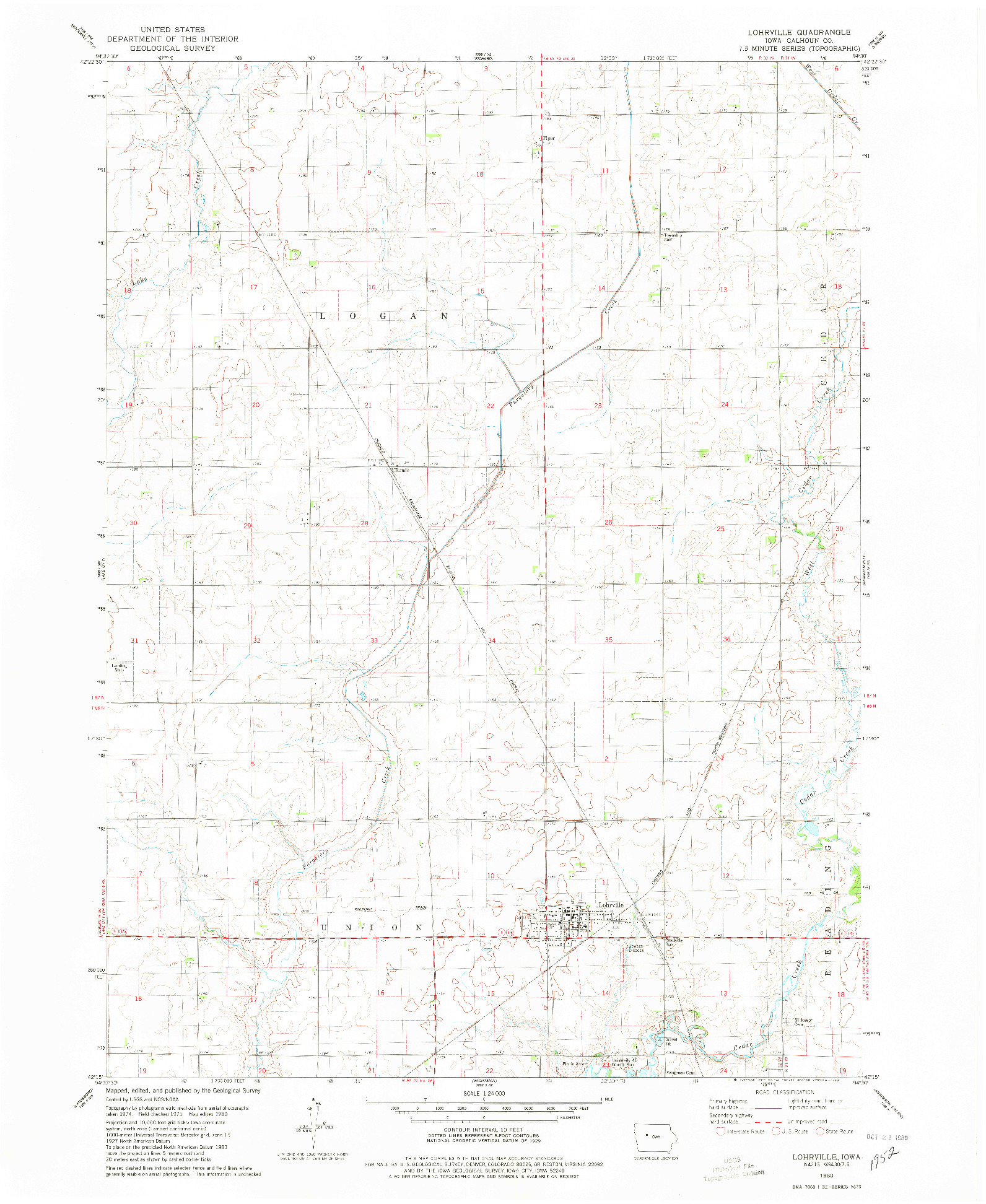 USGS 1:24000-SCALE QUADRANGLE FOR LOHRVILLE, IA 1980