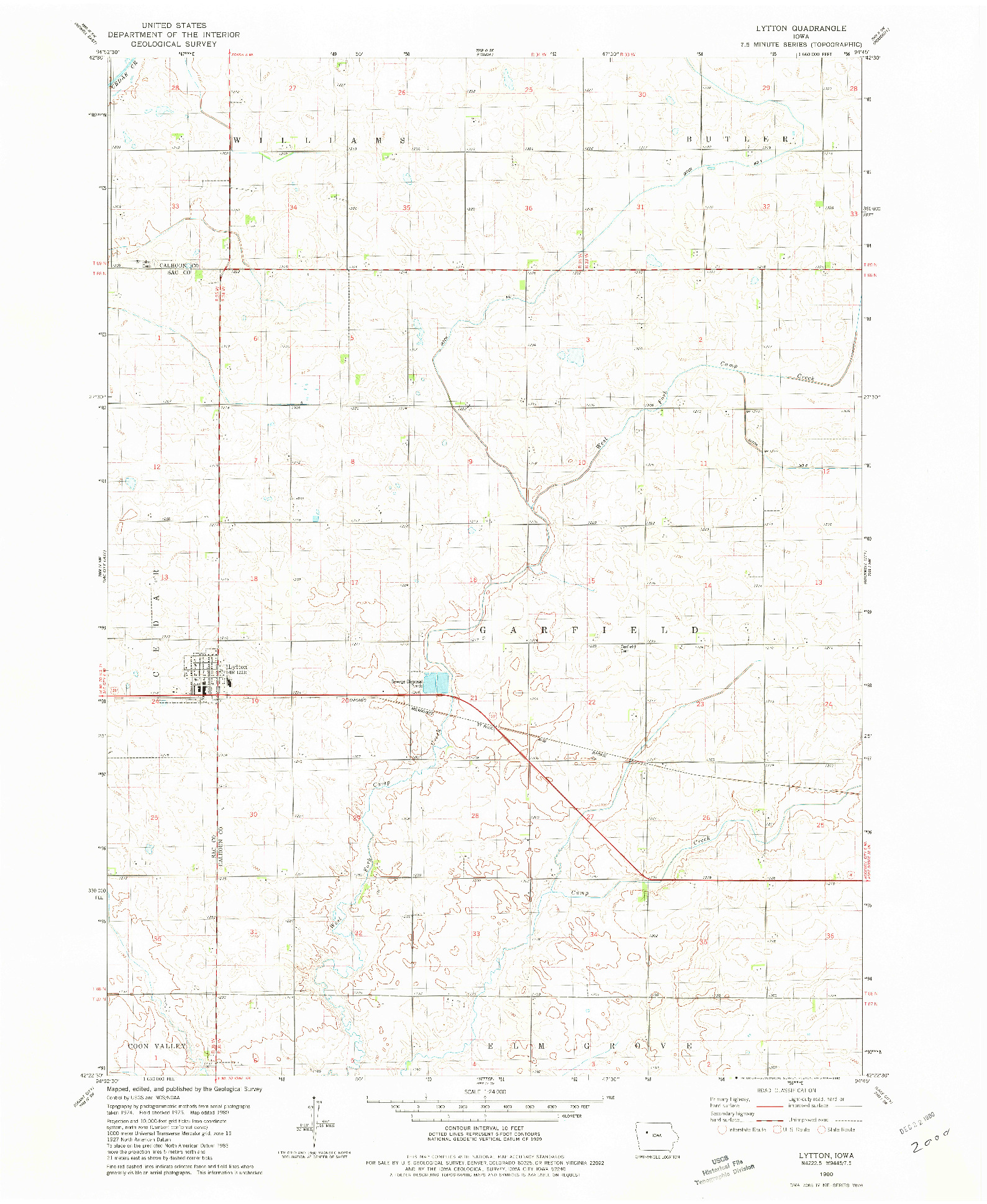 USGS 1:24000-SCALE QUADRANGLE FOR LYTTON, IA 1980