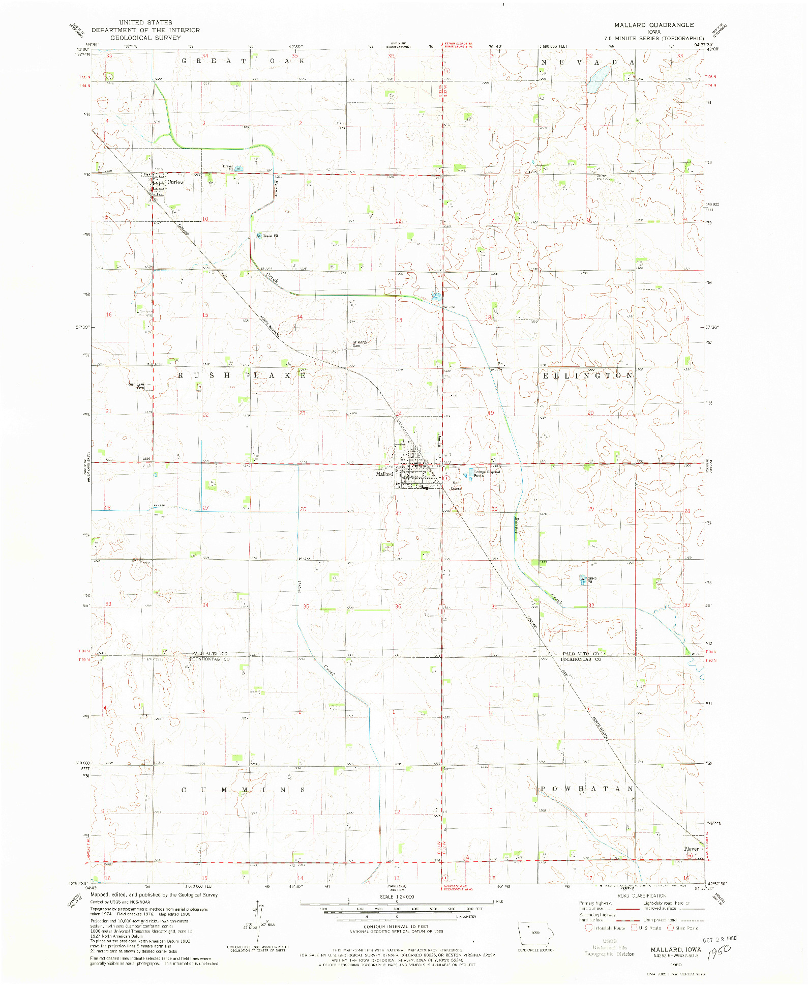 USGS 1:24000-SCALE QUADRANGLE FOR MALLARD, IA 1980