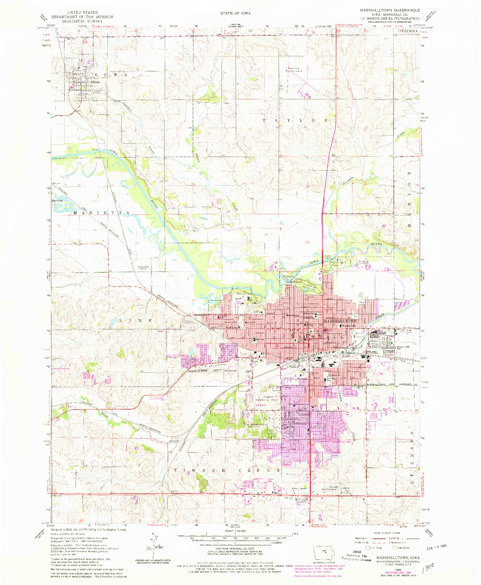 USGS 1:24000-SCALE QUADRANGLE FOR MARSHALLTOWN, IA 1960