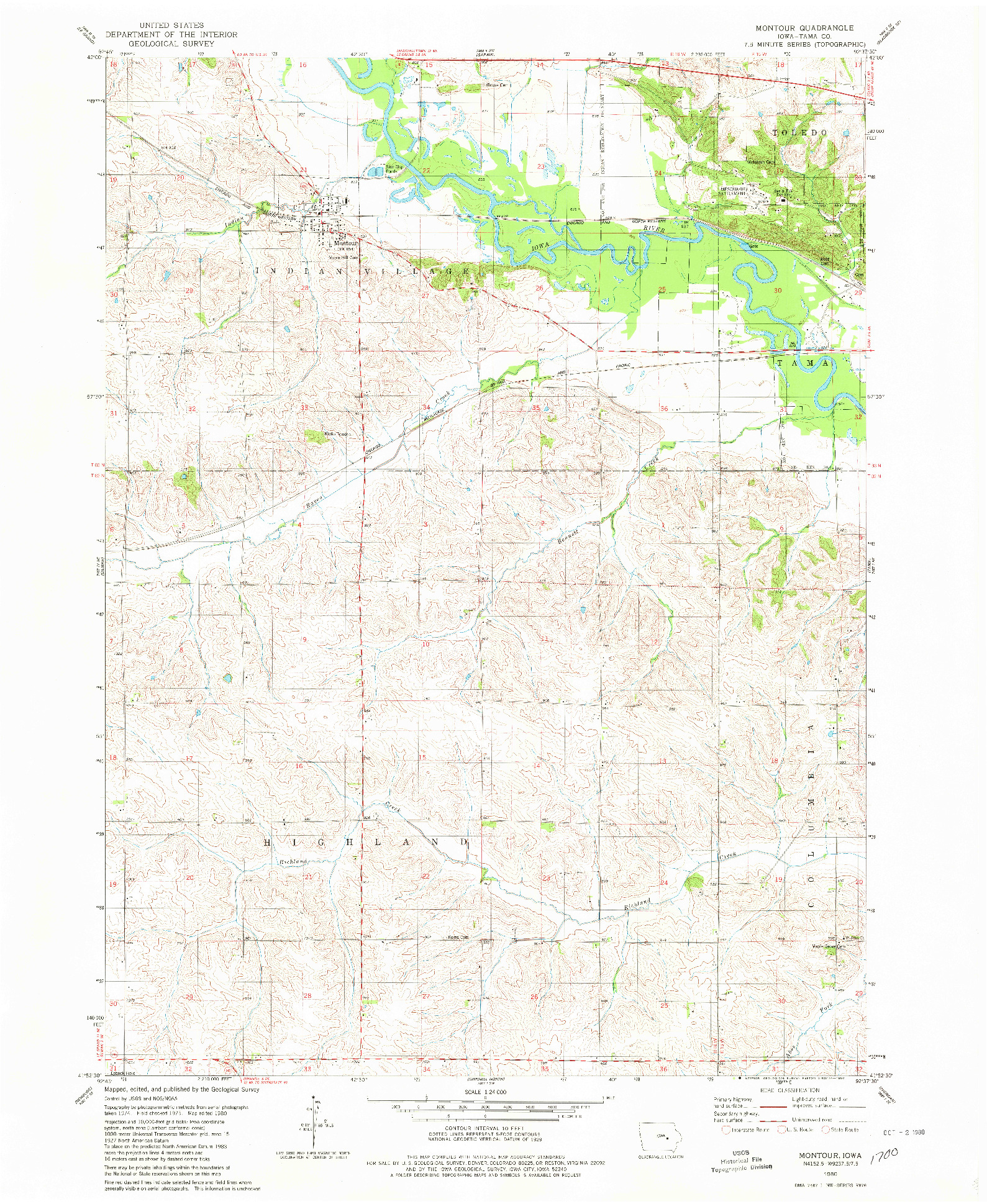 USGS 1:24000-SCALE QUADRANGLE FOR MONTOUR, IA 1980