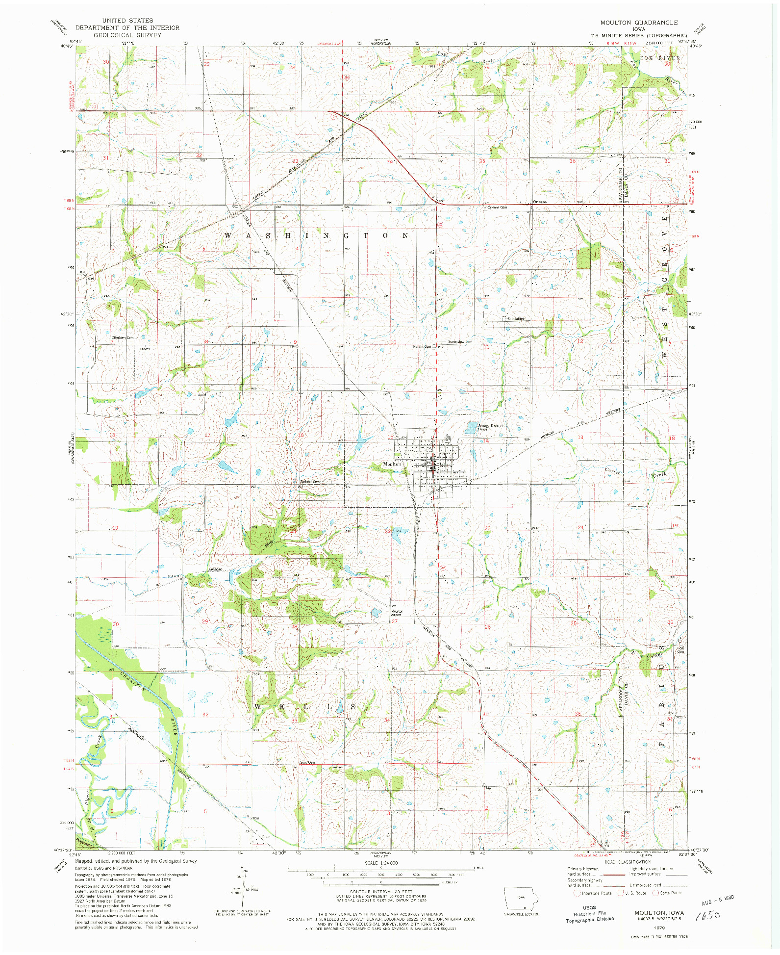 USGS 1:24000-SCALE QUADRANGLE FOR MOULTON, IA 1979