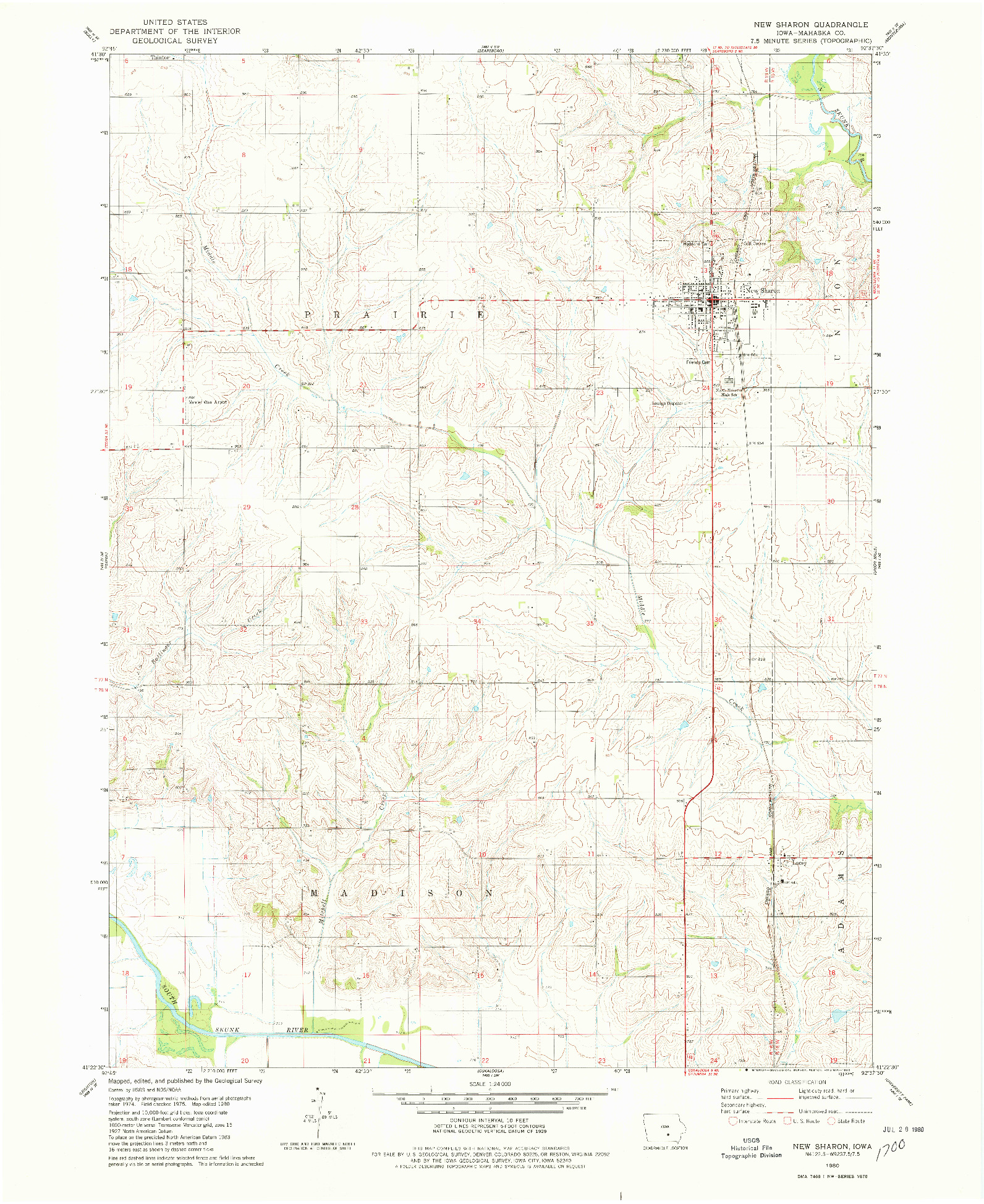 USGS 1:24000-SCALE QUADRANGLE FOR NEW SHARON, IA 1980