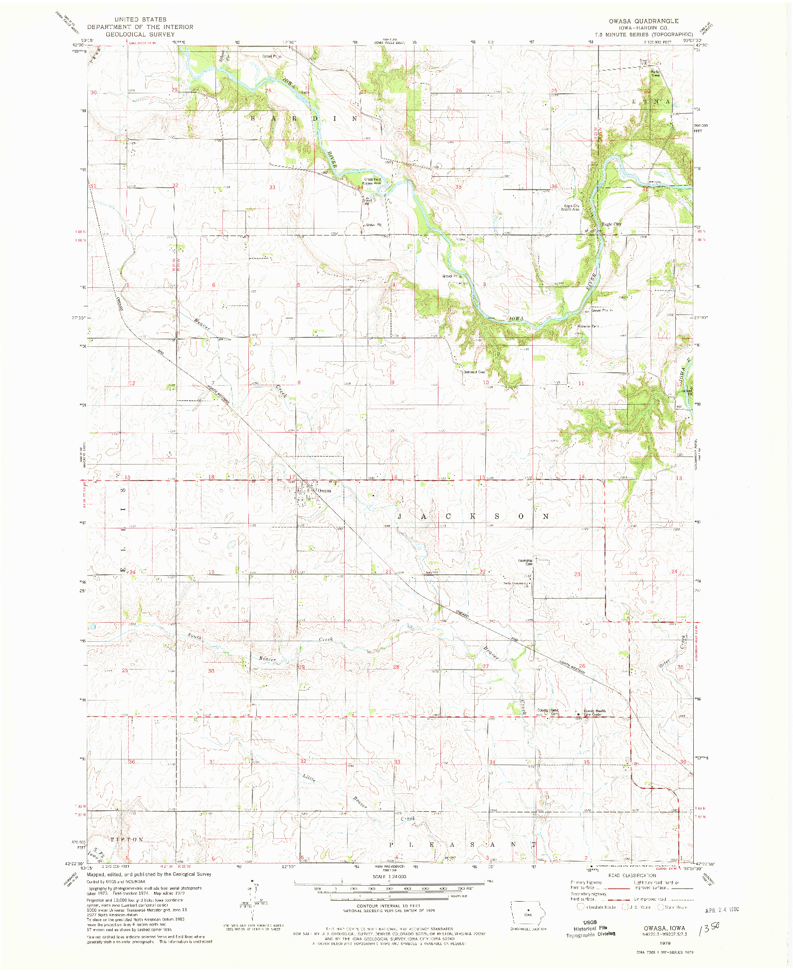 USGS 1:24000-SCALE QUADRANGLE FOR OWASA, IA 1979