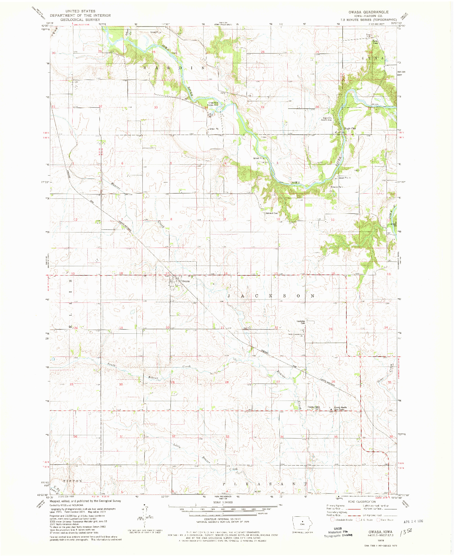 USGS 1:24000-SCALE QUADRANGLE FOR OWASA, IA 1979