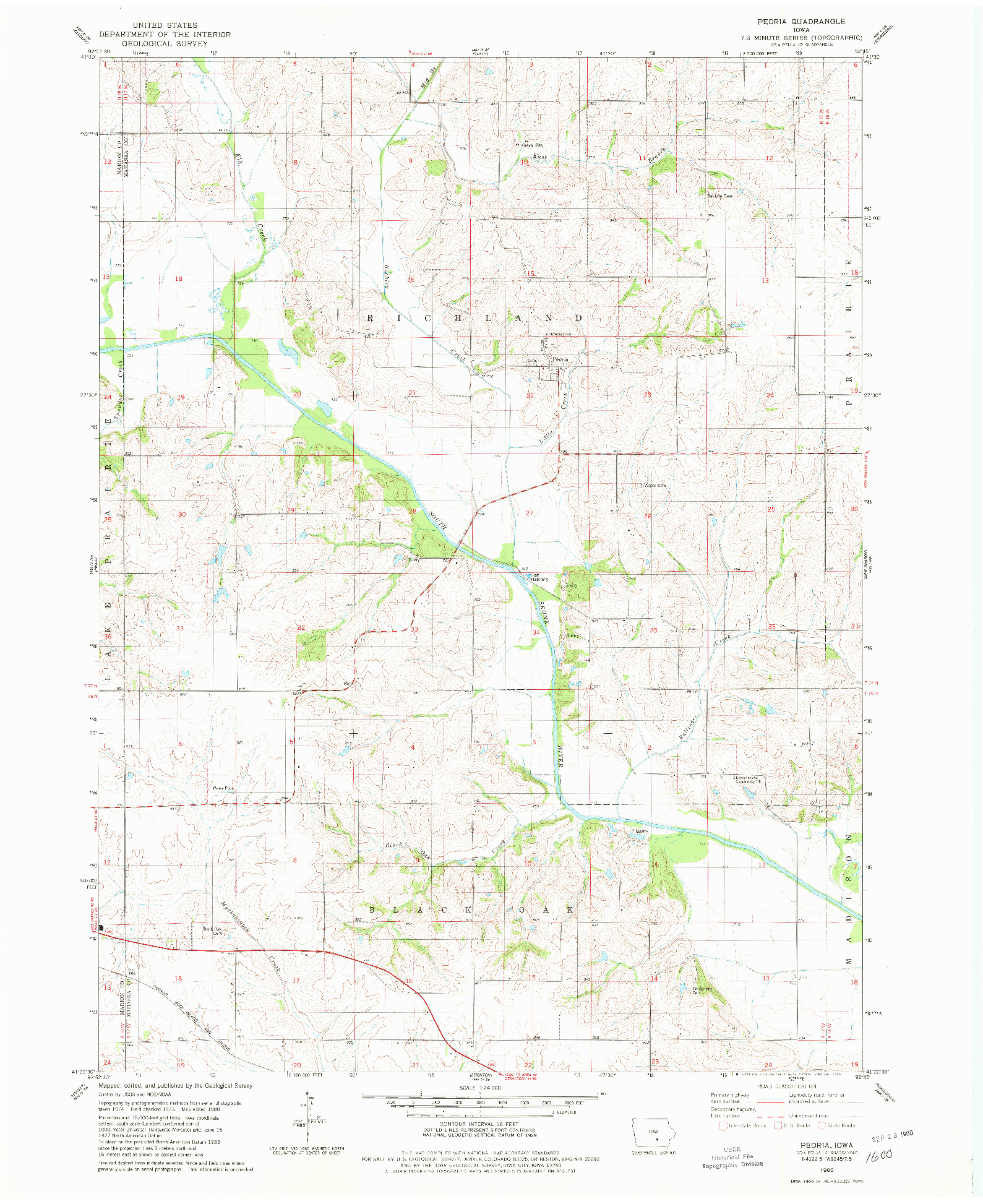 USGS 1:24000-SCALE QUADRANGLE FOR PEORIA, IA 1980