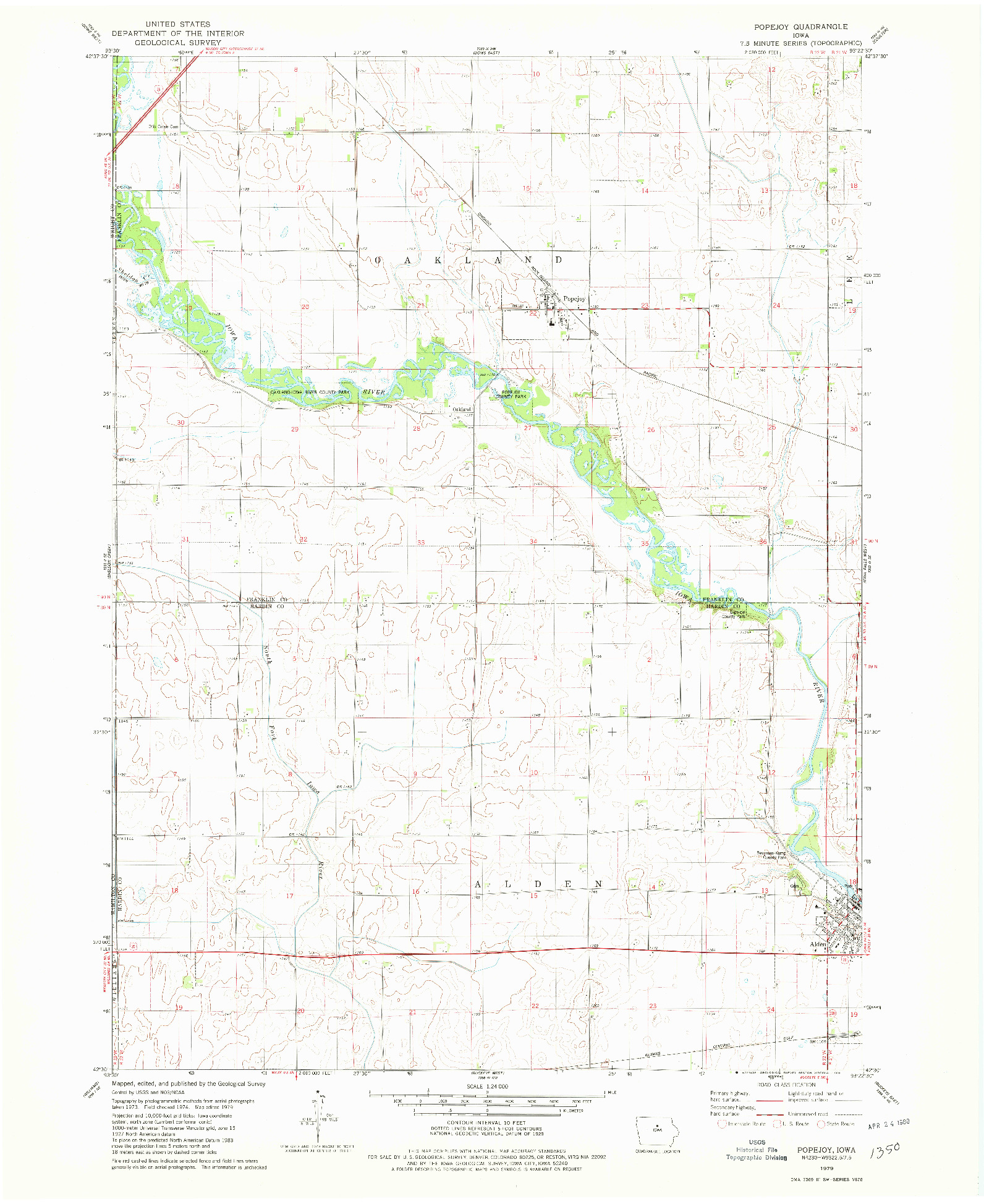 USGS 1:24000-SCALE QUADRANGLE FOR POPEJOY, IA 1979