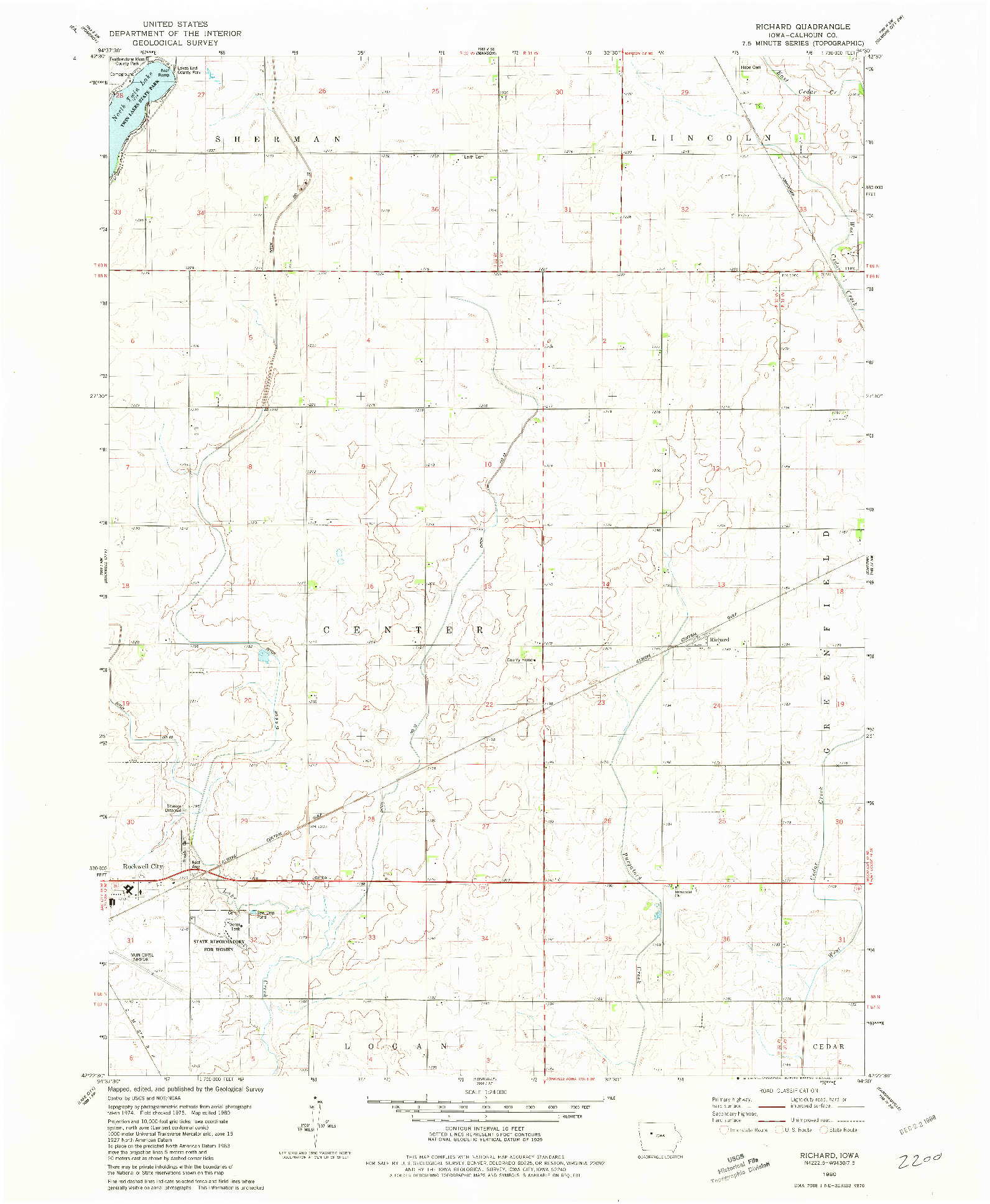 USGS 1:24000-SCALE QUADRANGLE FOR RICHARD, IA 1980