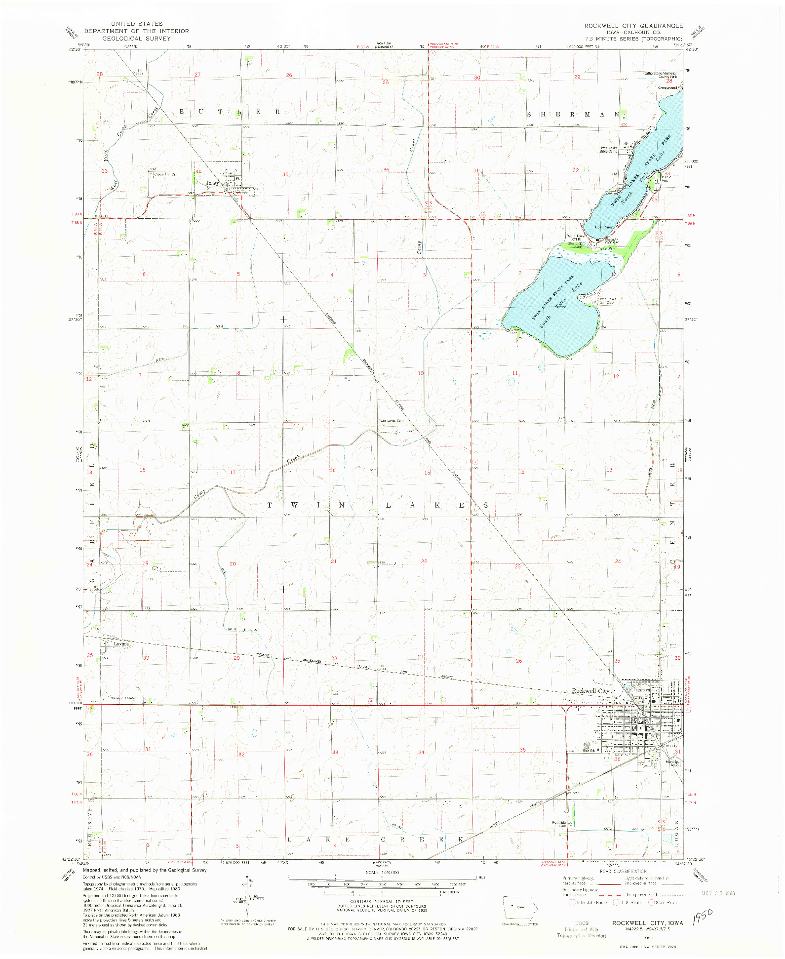 USGS 1:24000-SCALE QUADRANGLE FOR ROCKWELL CITY, IA 1980