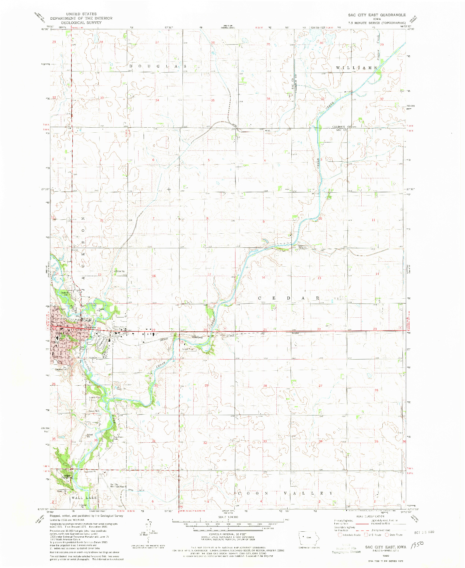 USGS 1:24000-SCALE QUADRANGLE FOR SAC CITY EAST, IA 1980