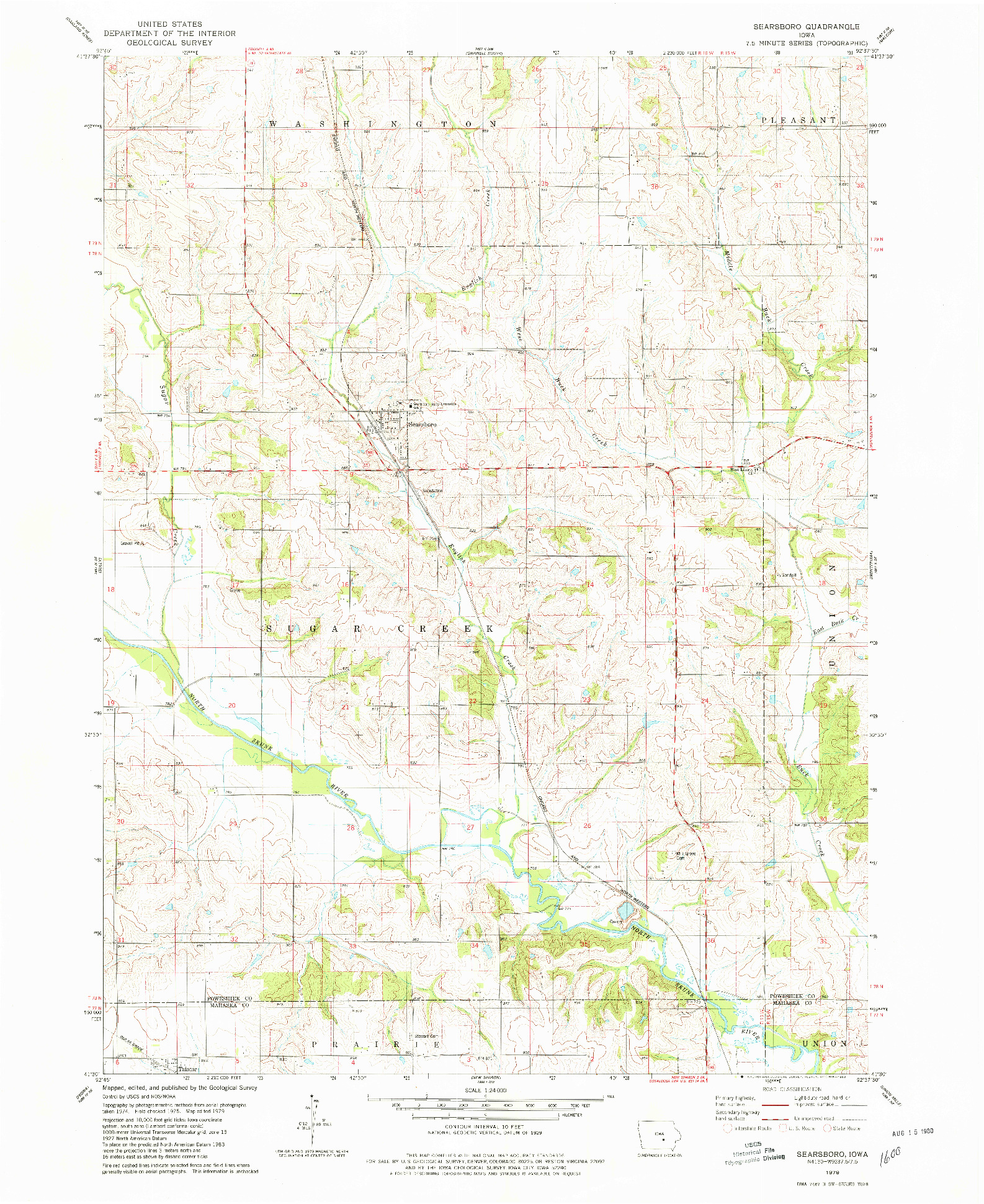 USGS 1:24000-SCALE QUADRANGLE FOR SEARSBORO, IA 1979