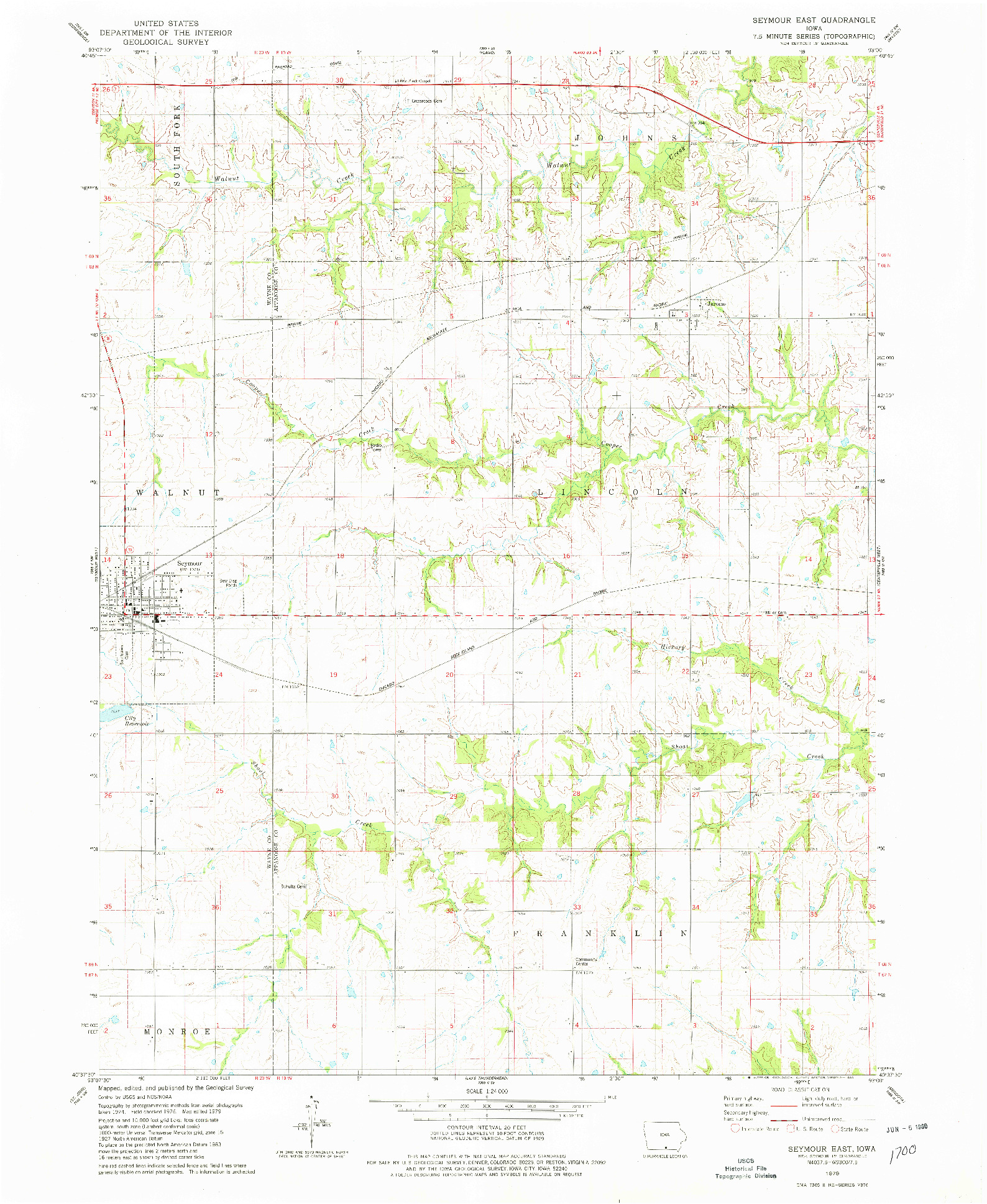 USGS 1:24000-SCALE QUADRANGLE FOR SEYMOUR EAST, IA 1979