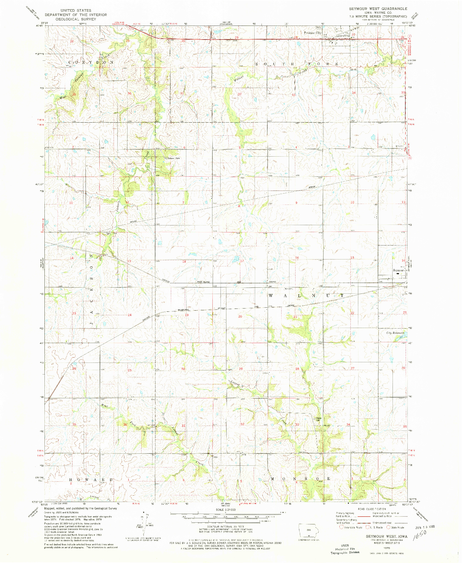 USGS 1:24000-SCALE QUADRANGLE FOR SEYMOUR WEST, IA 1979