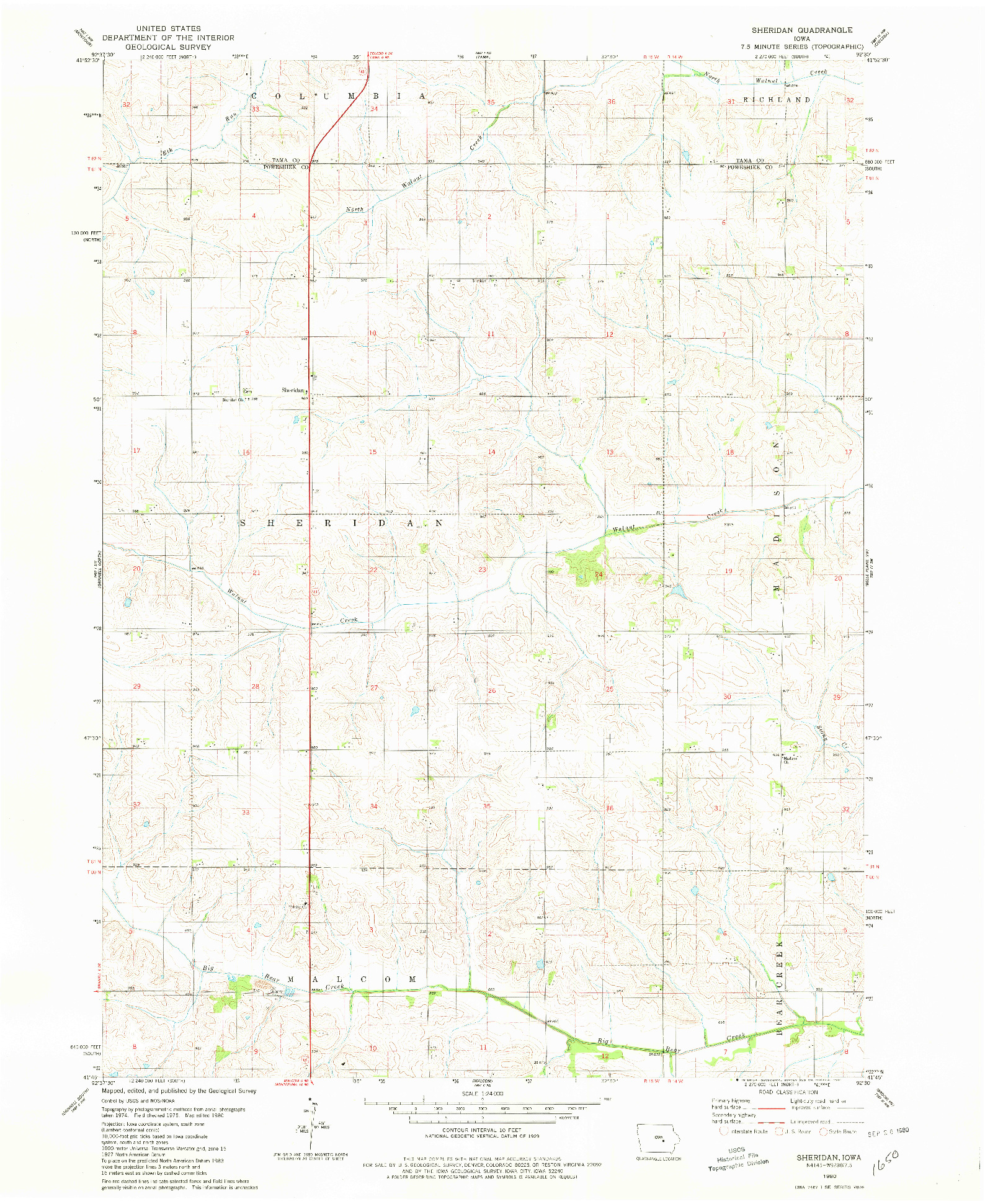 USGS 1:24000-SCALE QUADRANGLE FOR SHERIDAN, IA 1980