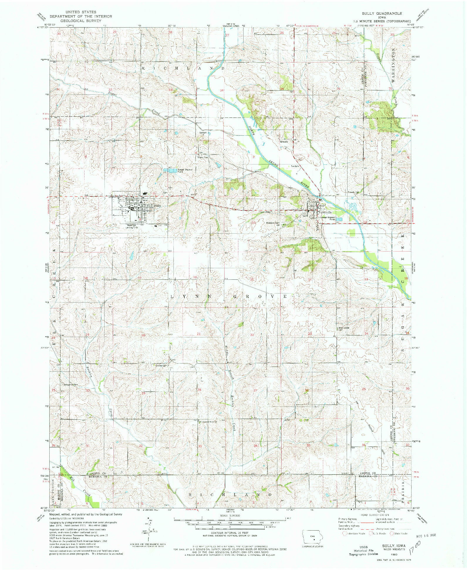 USGS 1:24000-SCALE QUADRANGLE FOR SULLY, IA 1980