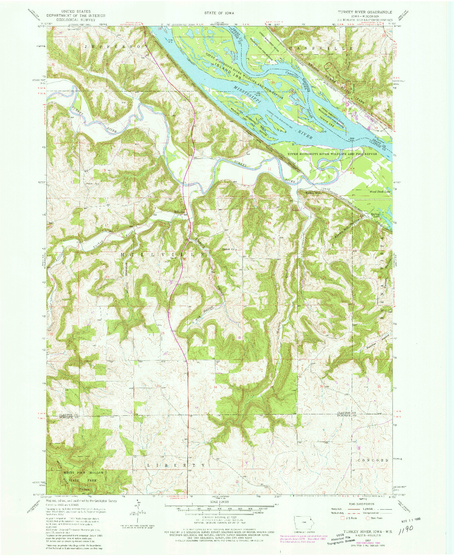 USGS 1:24000-SCALE QUADRANGLE FOR TURKEY RIVER, IA 1957