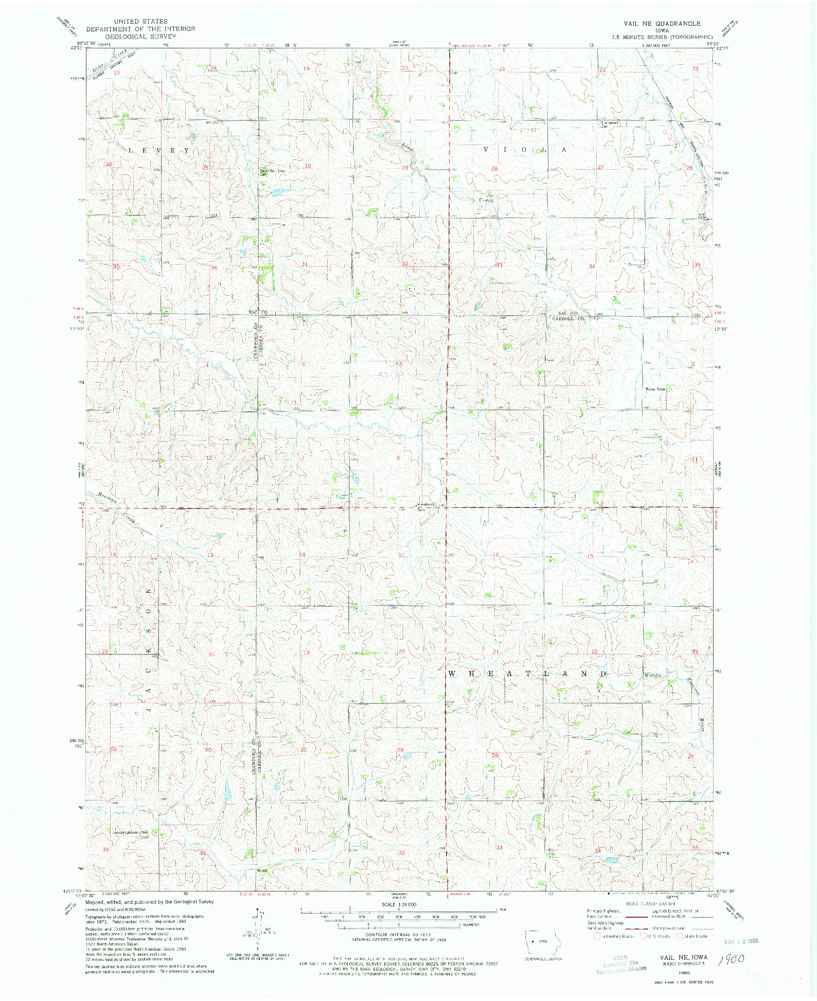 USGS 1:24000-SCALE QUADRANGLE FOR VAIL NE, IA 1980