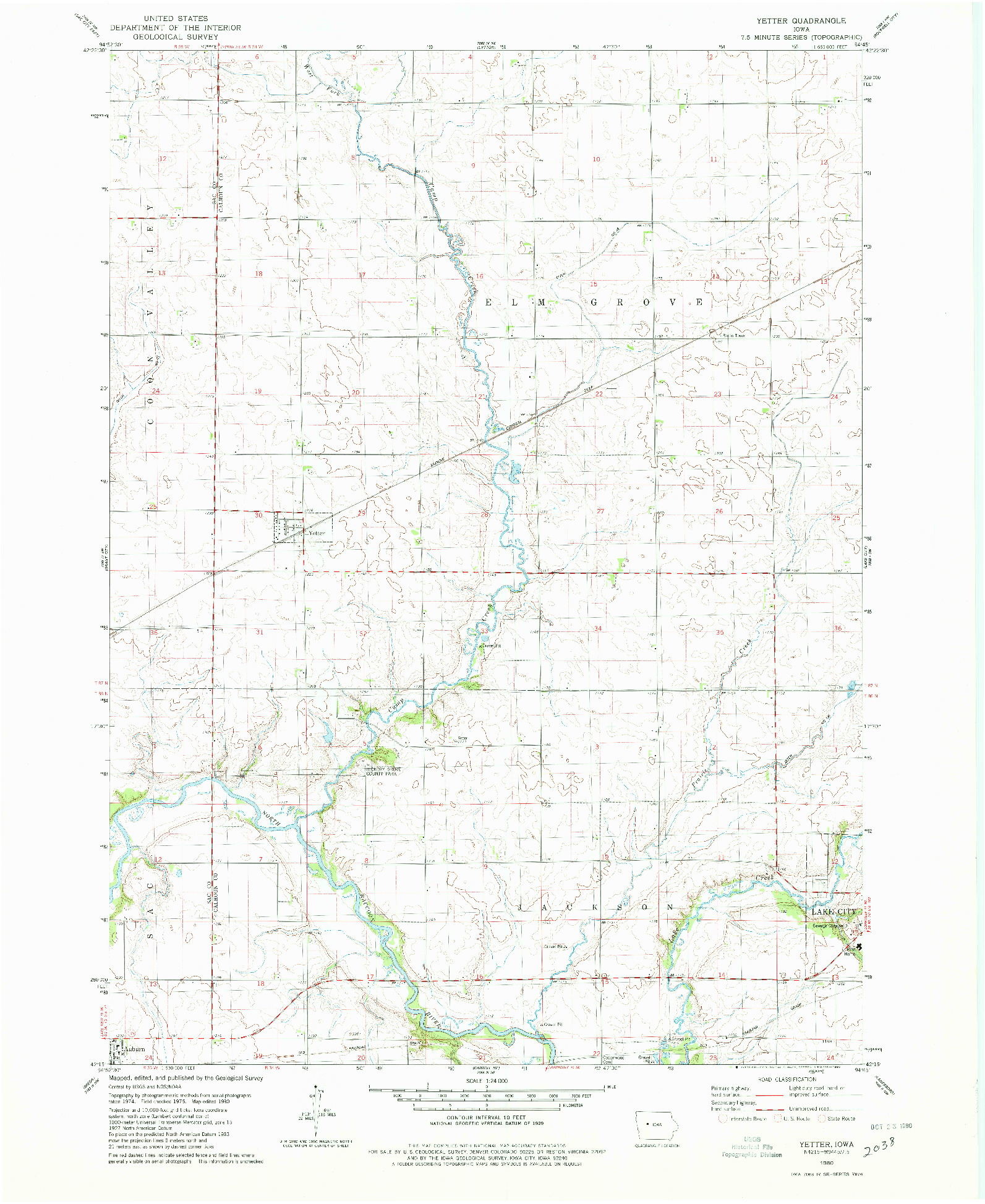 USGS 1:24000-SCALE QUADRANGLE FOR YETTER, IA 1980