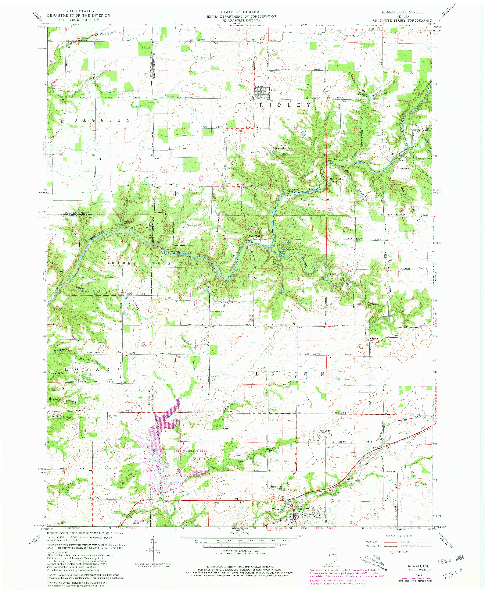 USGS 1:24000-SCALE QUADRANGLE FOR ALAMO, IN 1961