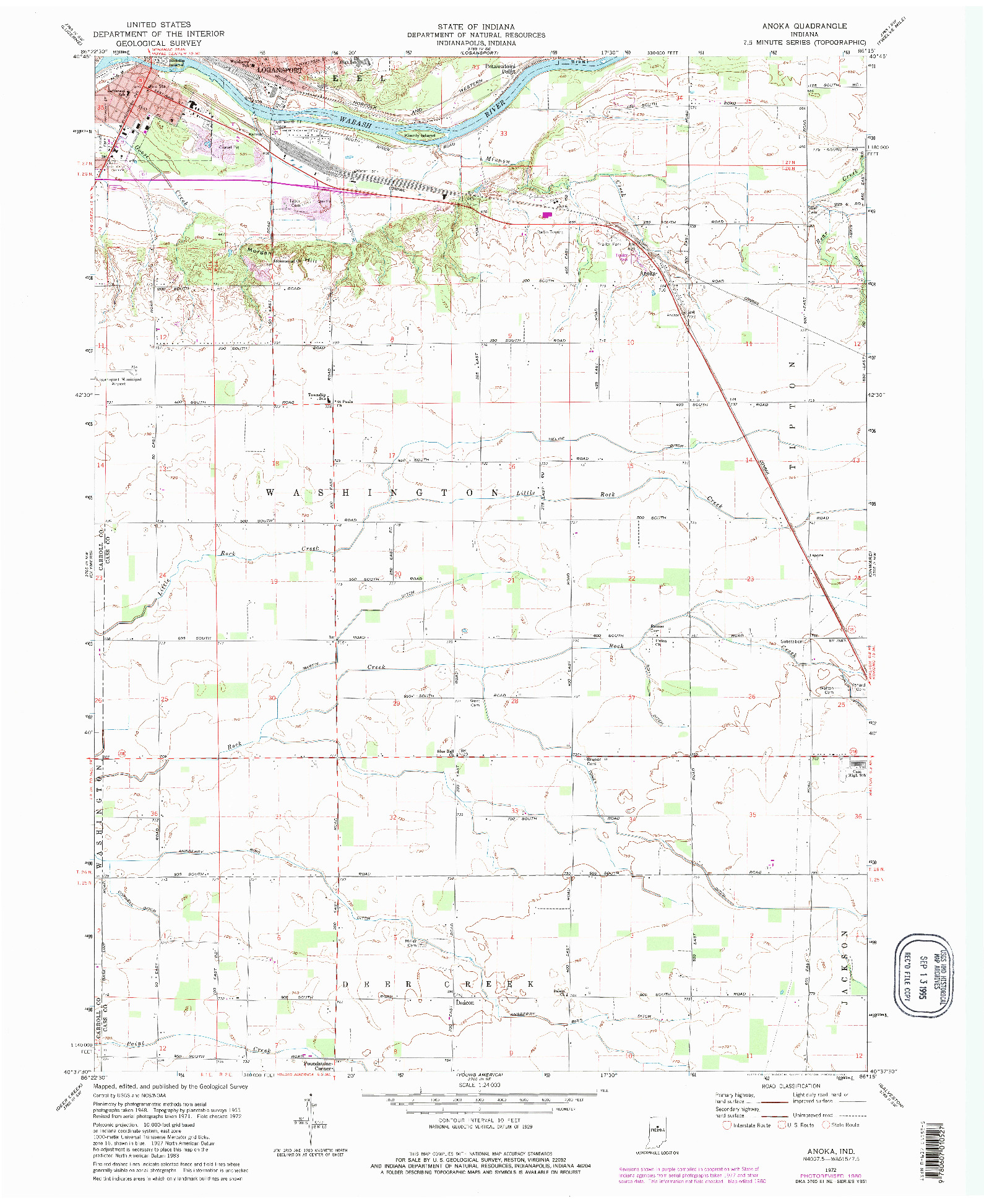 USGS 1:24000-SCALE QUADRANGLE FOR ANOKA, IN 1972