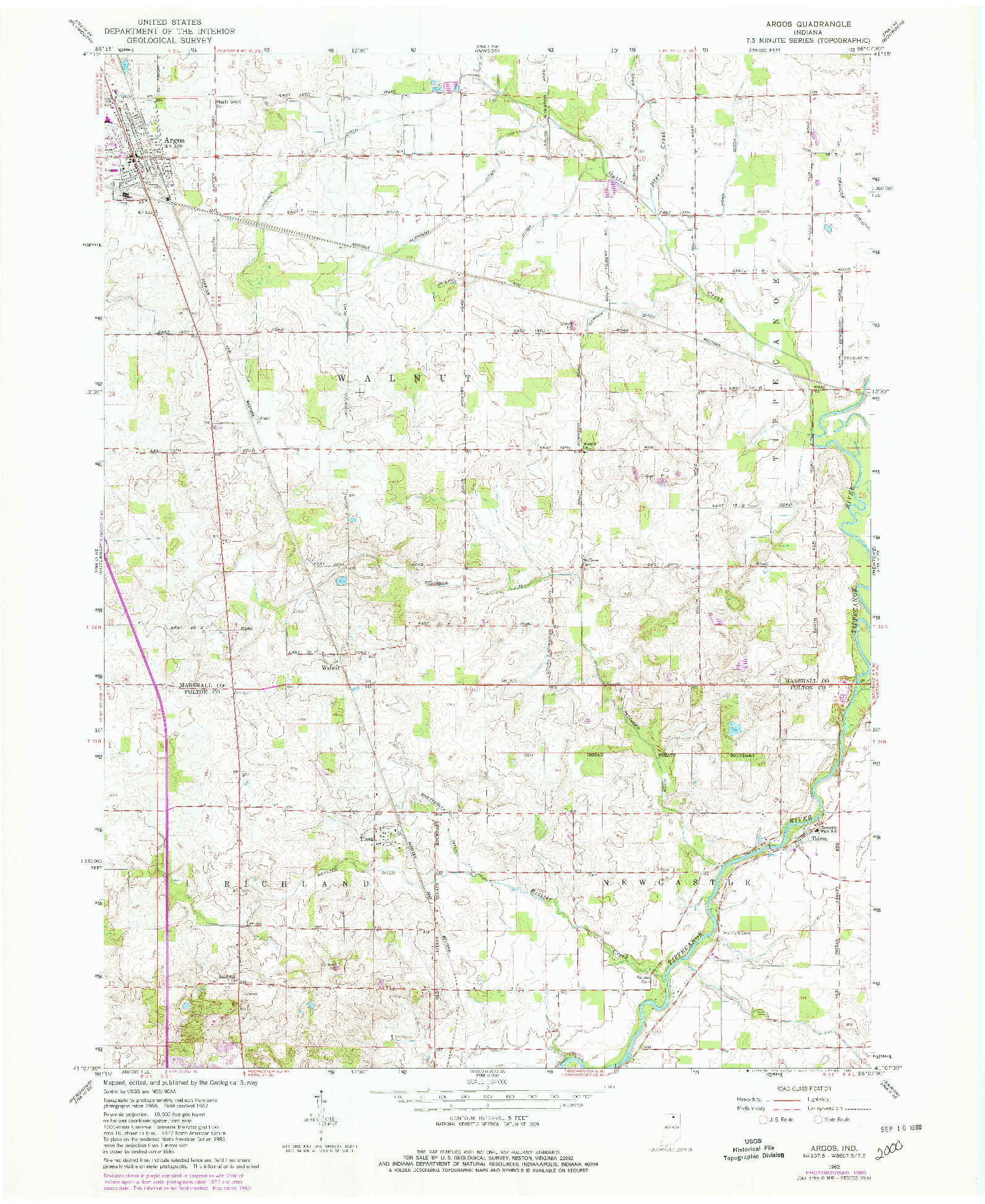 USGS 1:24000-SCALE QUADRANGLE FOR ARGOS, IN 1962