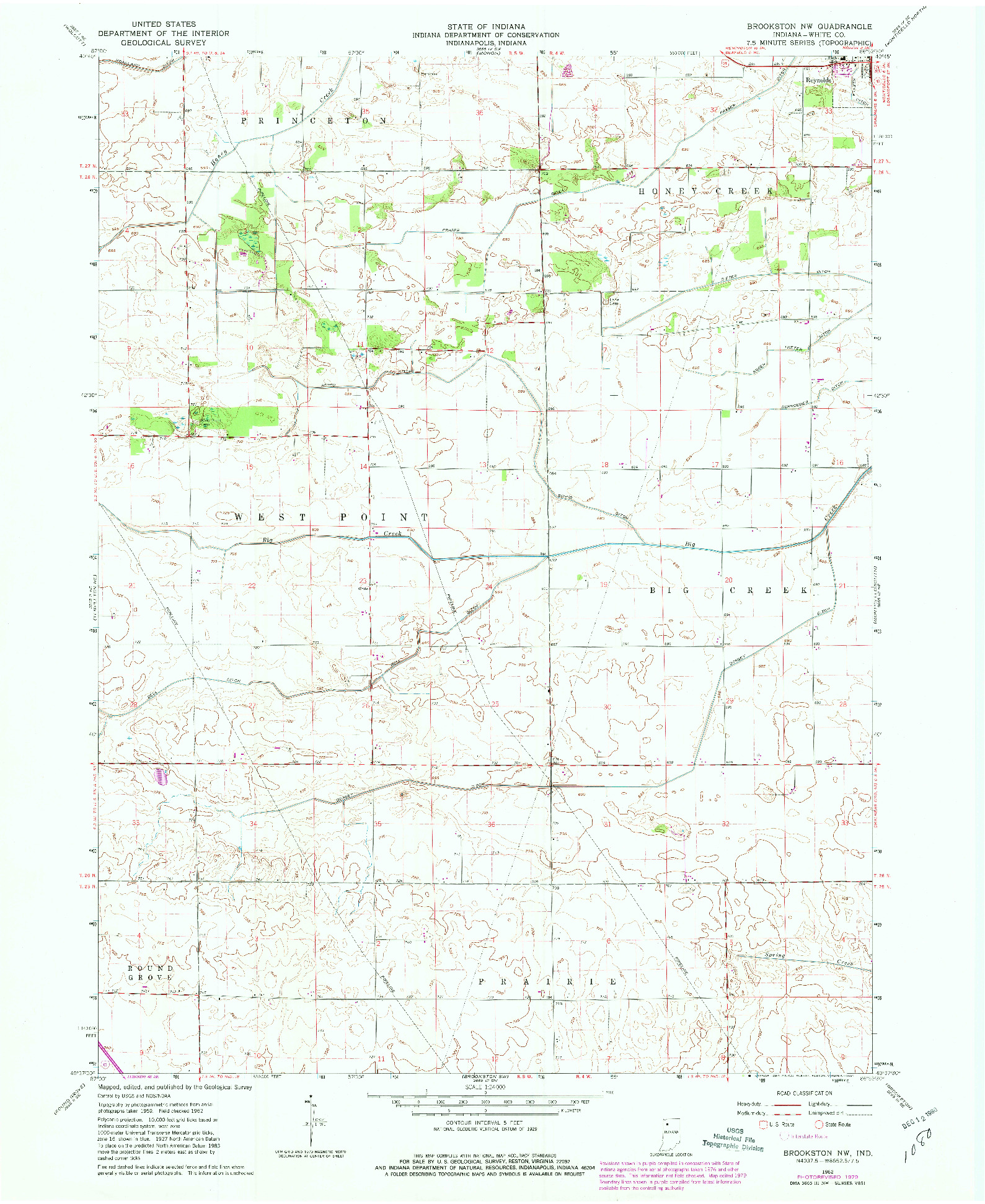 USGS 1:24000-SCALE QUADRANGLE FOR BROOKSTON NW, IN 1962