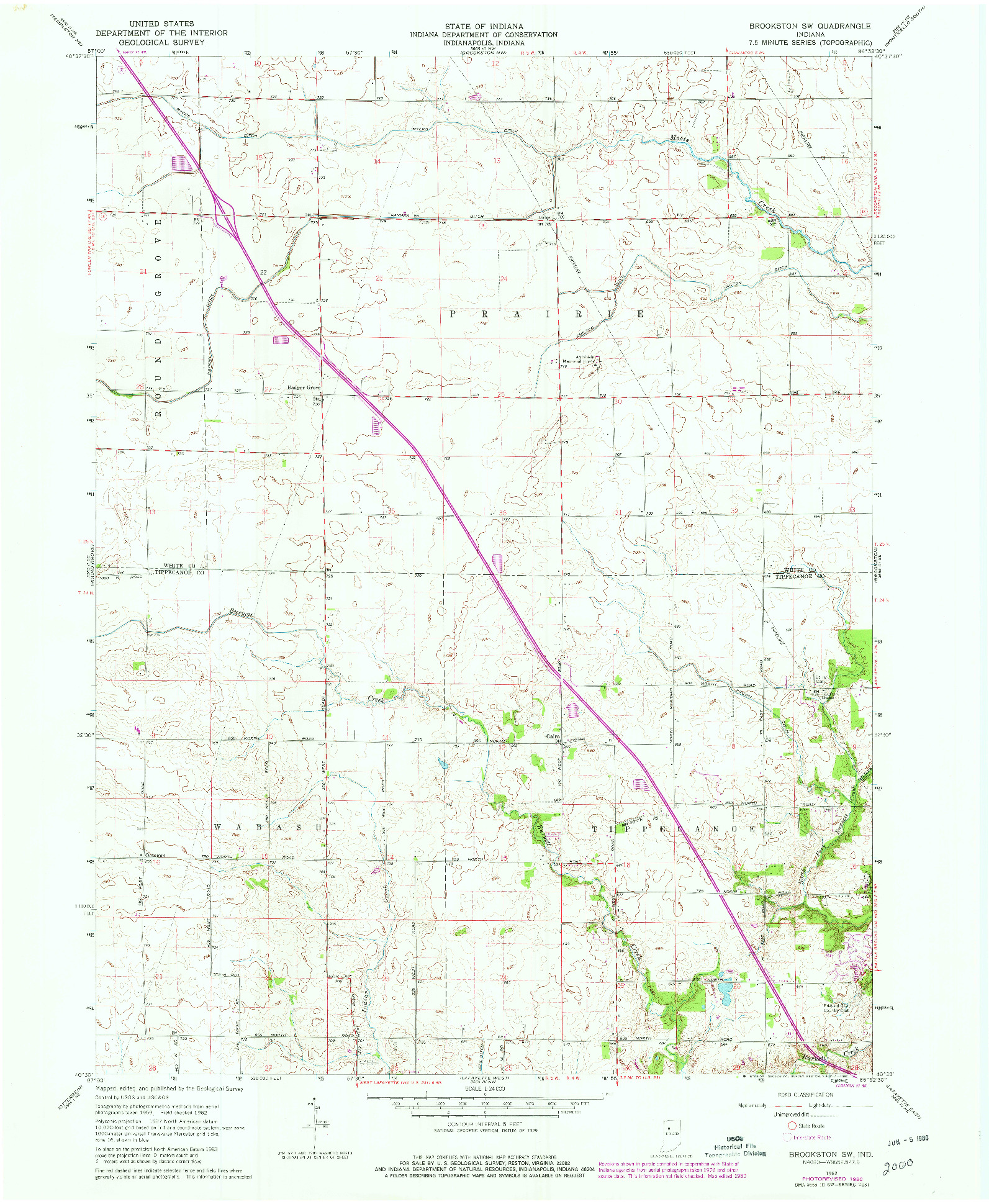 USGS 1:24000-SCALE QUADRANGLE FOR BROOKSTON SW, IN 1962