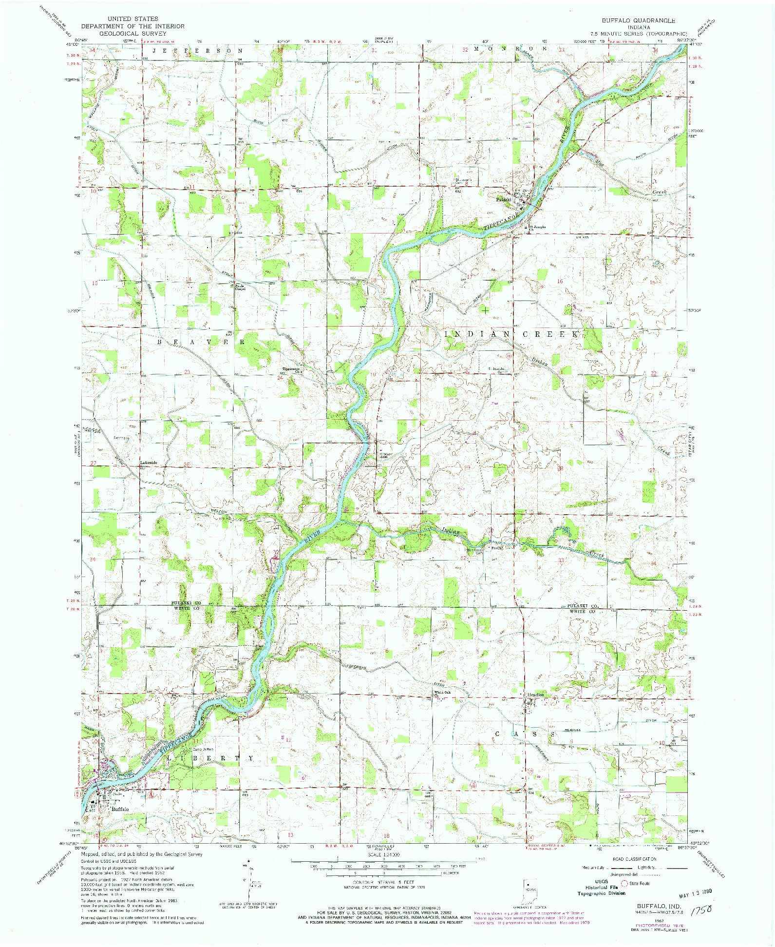 USGS 1:24000-SCALE QUADRANGLE FOR BUFFALO, IN 1962