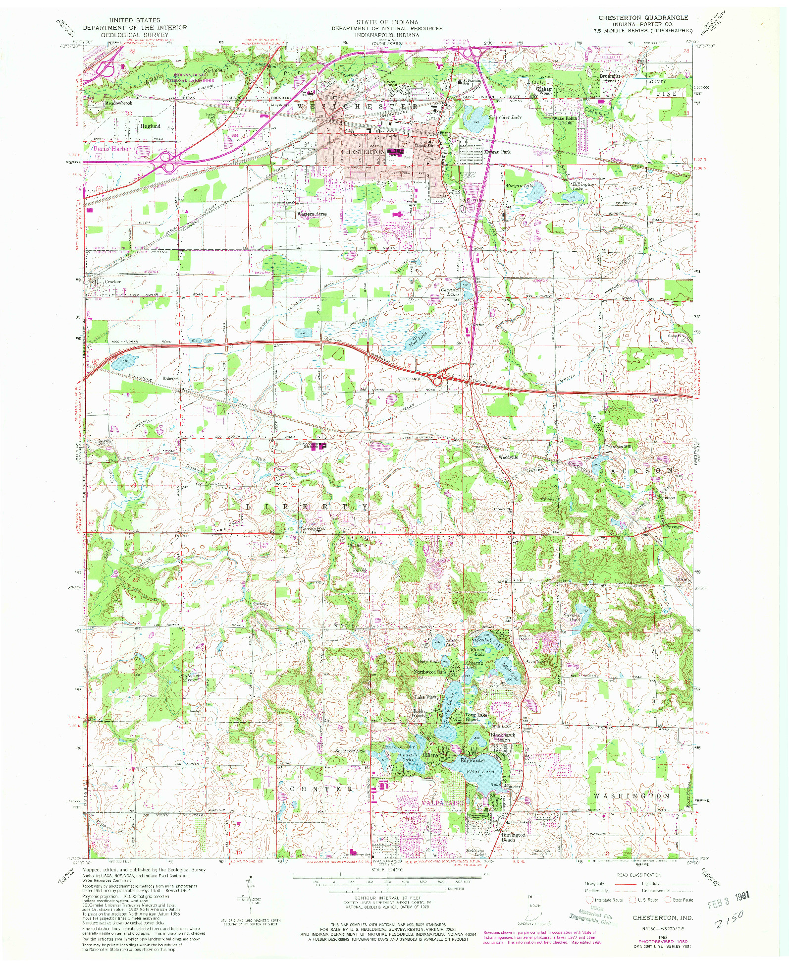 USGS 1:24000-SCALE QUADRANGLE FOR CHESTERTON, IN 1962