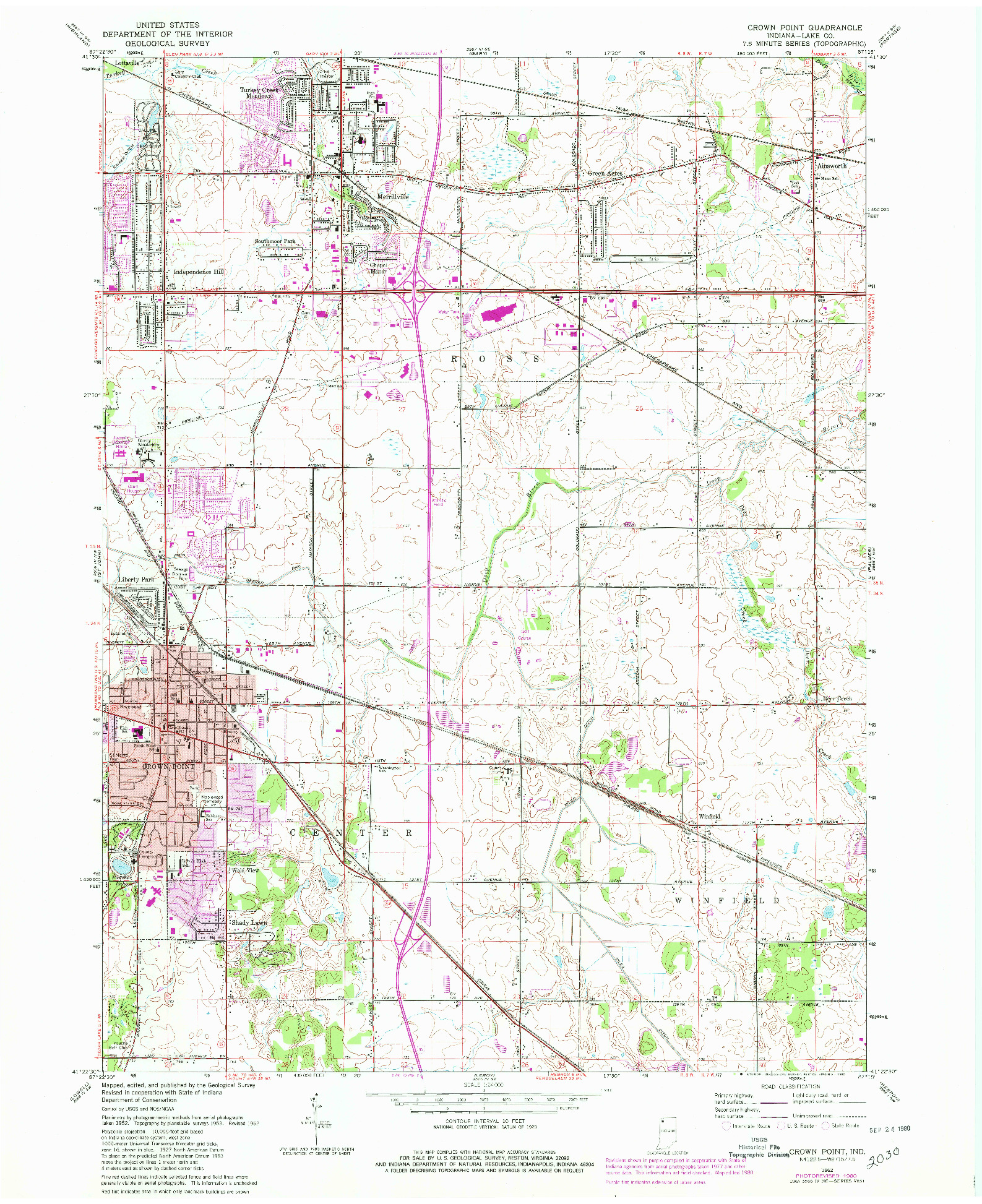 USGS 1:24000-SCALE QUADRANGLE FOR CROWN POINT, IN 1962