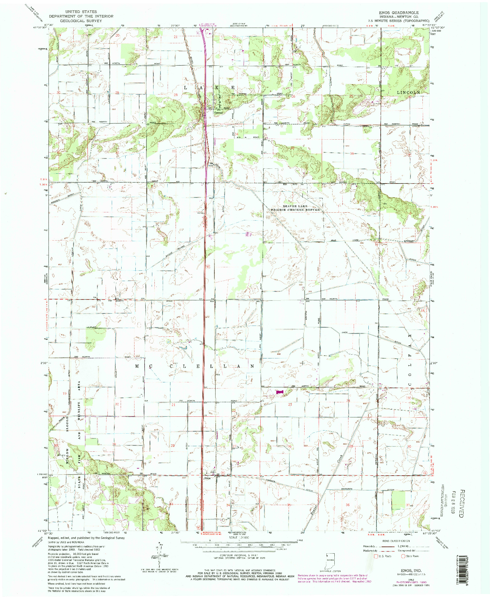 USGS 1:24000-SCALE QUADRANGLE FOR ENOS, IN 1962
