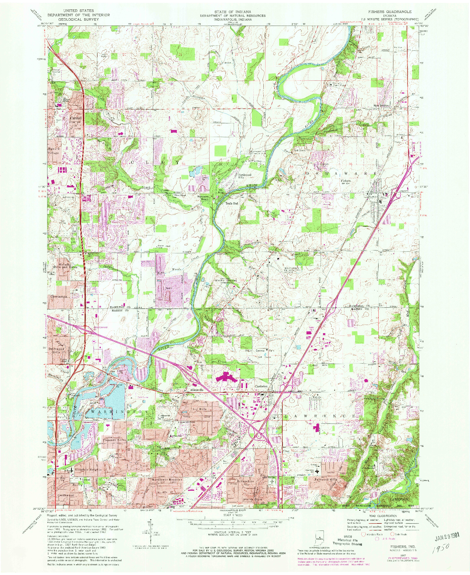 USGS 1:24000-SCALE QUADRANGLE FOR FISHERS, IN 1967