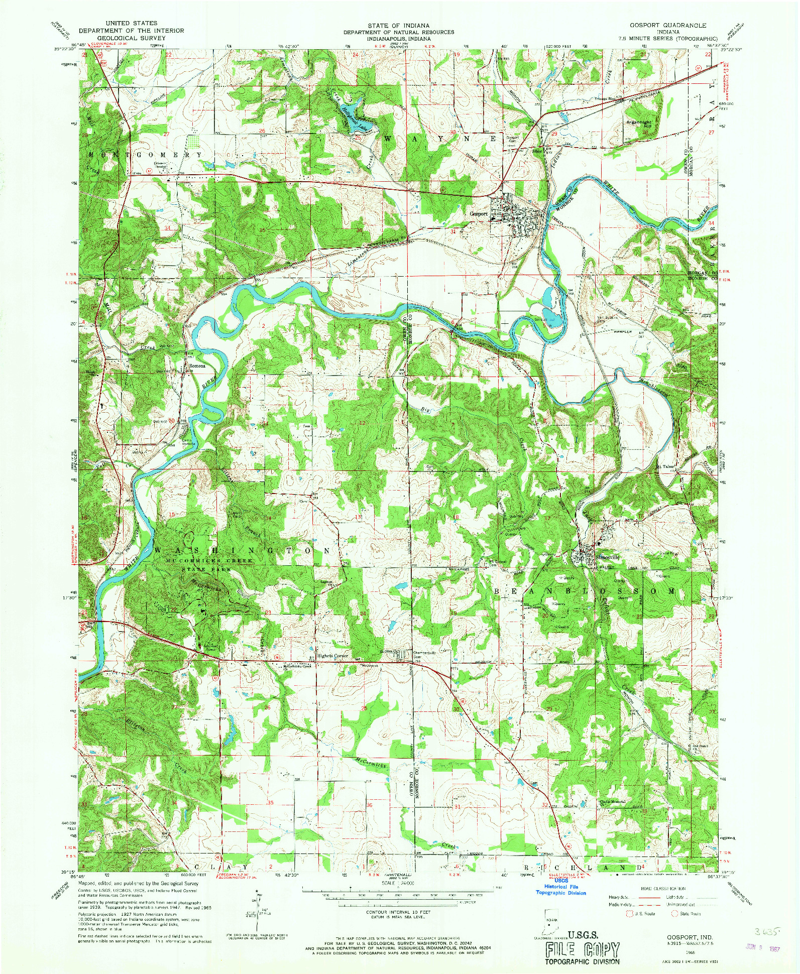 USGS 1:24000-SCALE QUADRANGLE FOR GOSPORT, IN 1965