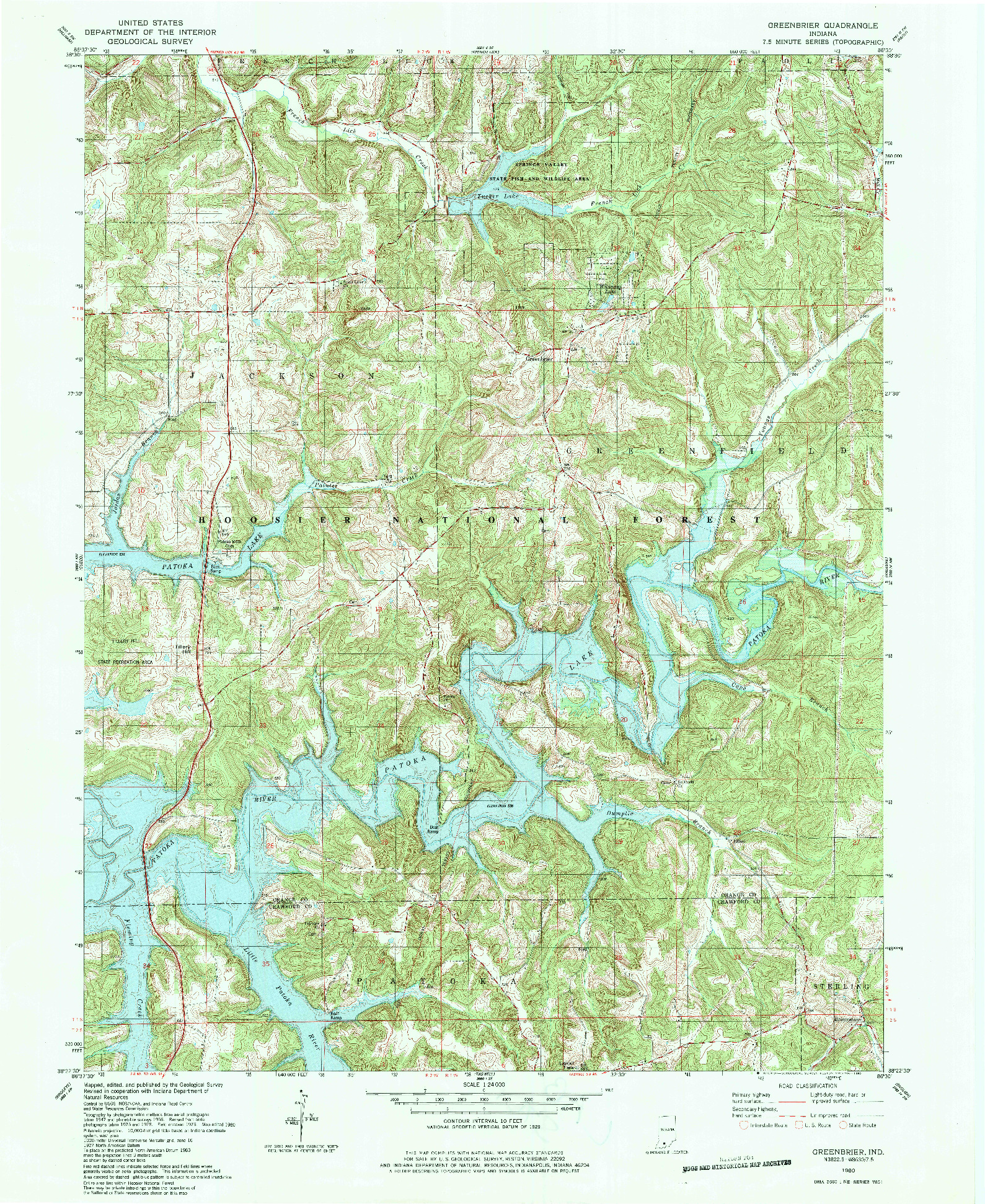 USGS 1:24000-SCALE QUADRANGLE FOR GREENBRIER, IN 1980
