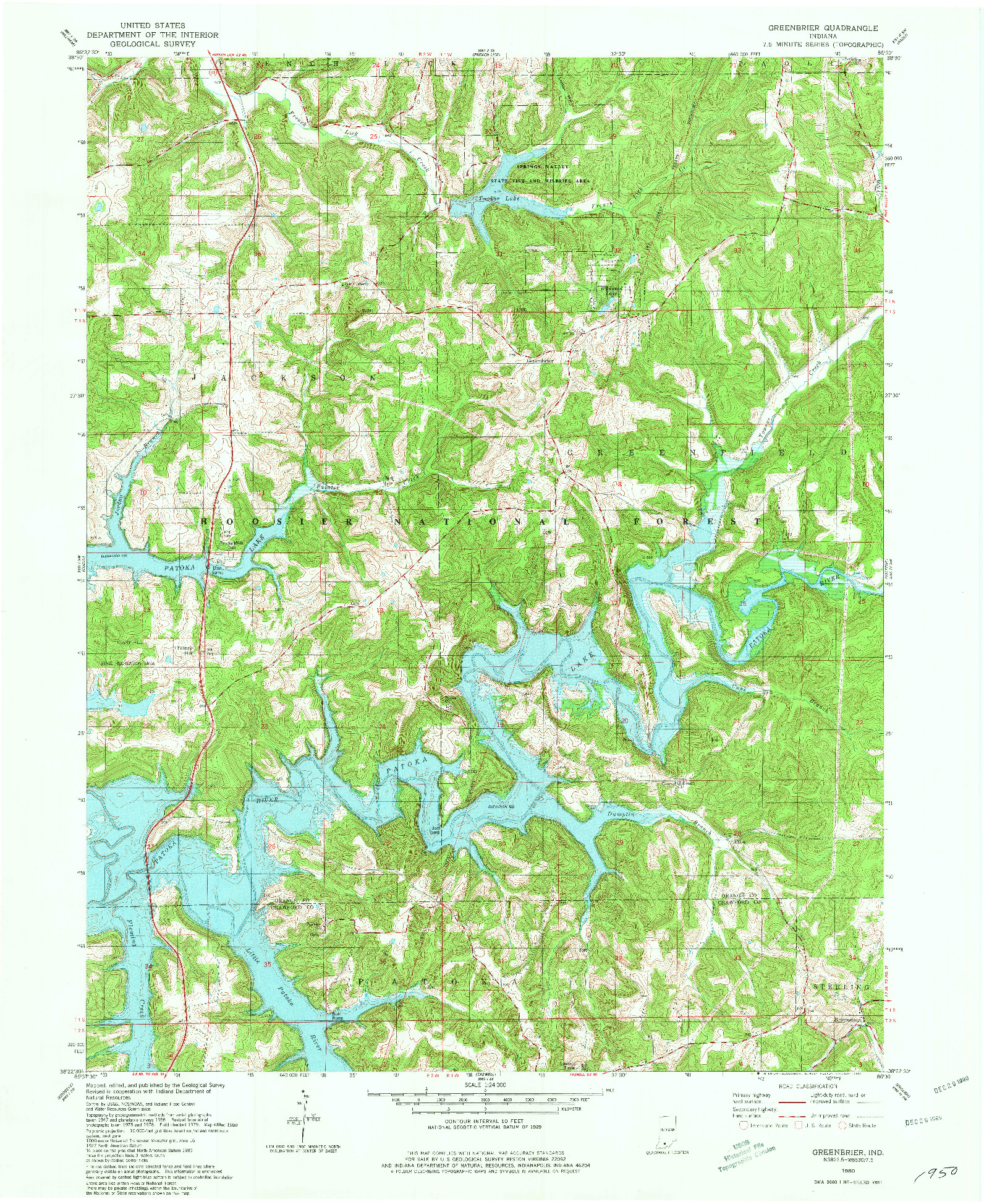 USGS 1:24000-SCALE QUADRANGLE FOR GREENBRIER, IN 1980