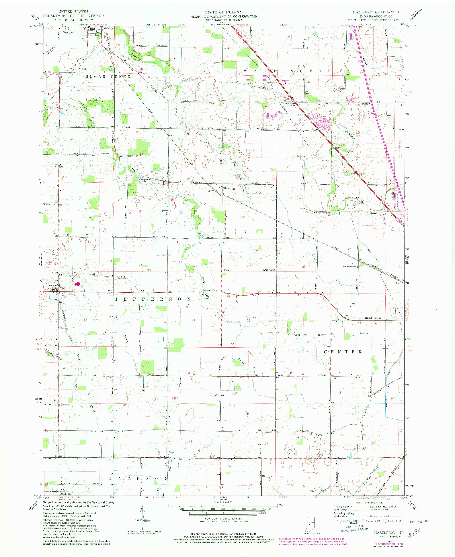 USGS 1:24000-SCALE QUADRANGLE FOR HAZELRIGG, IN 1961